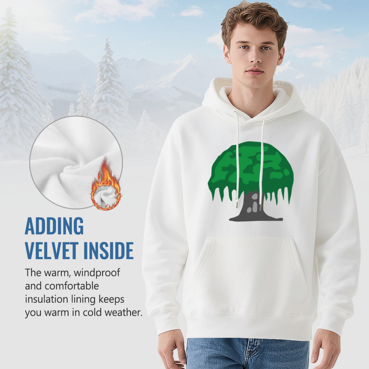 Nature & Patriotic Design Hoodie - Unisex Pullover Sweatshirt, Graphic Print, Casual Streetwear Fashion