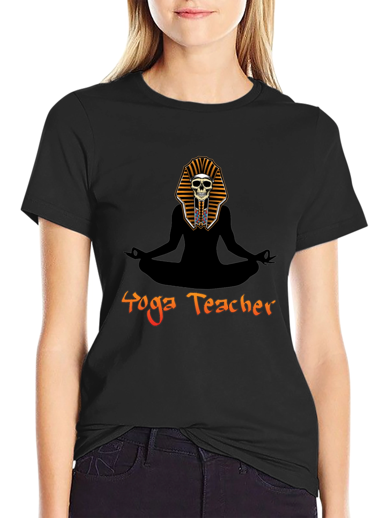 Yoga Teacher Funny Pharaoh Skull Graphic T-Shirt