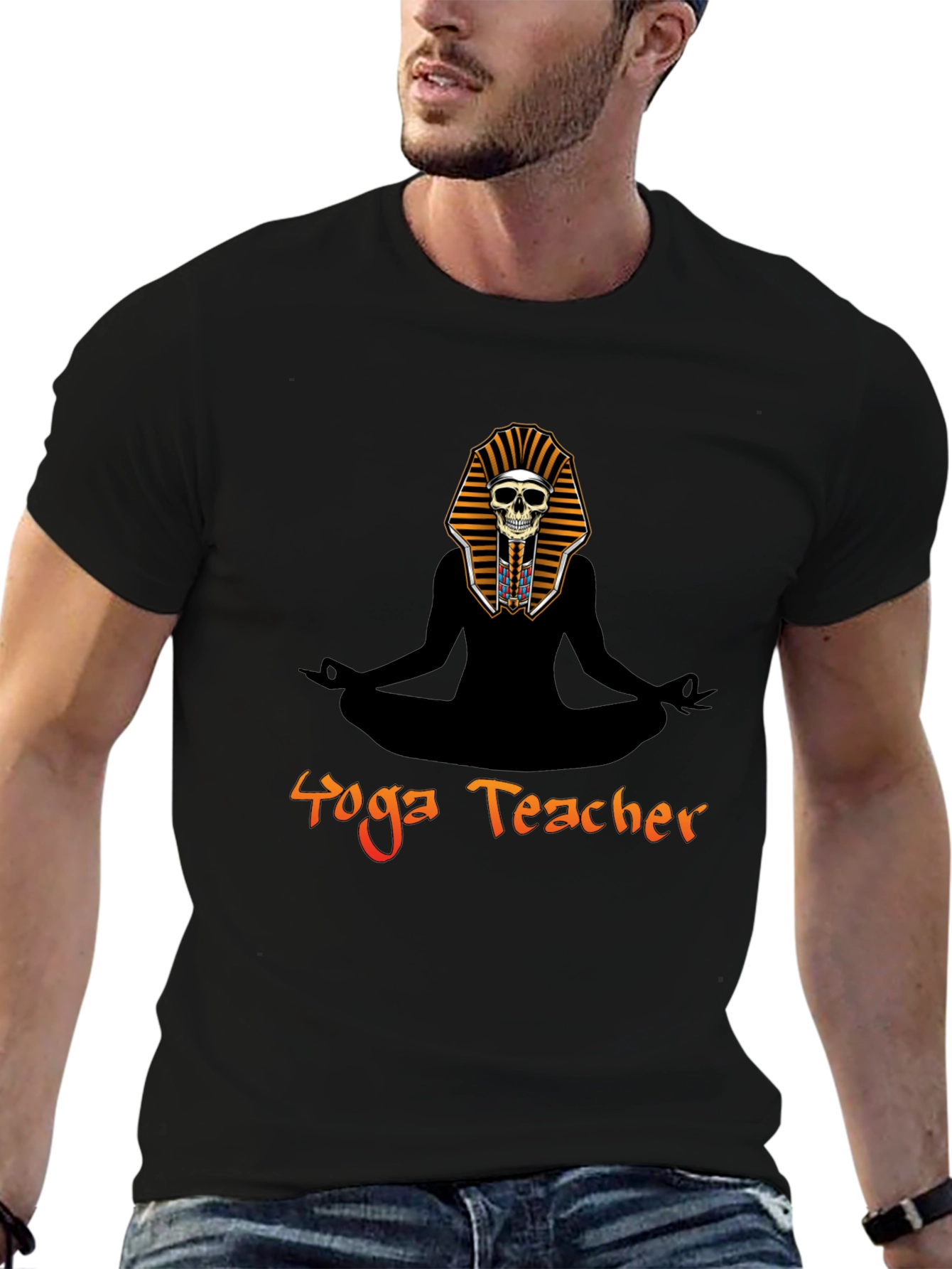 Yoga Teacher Funny Pharaoh Skull Graphic T-Shirt
