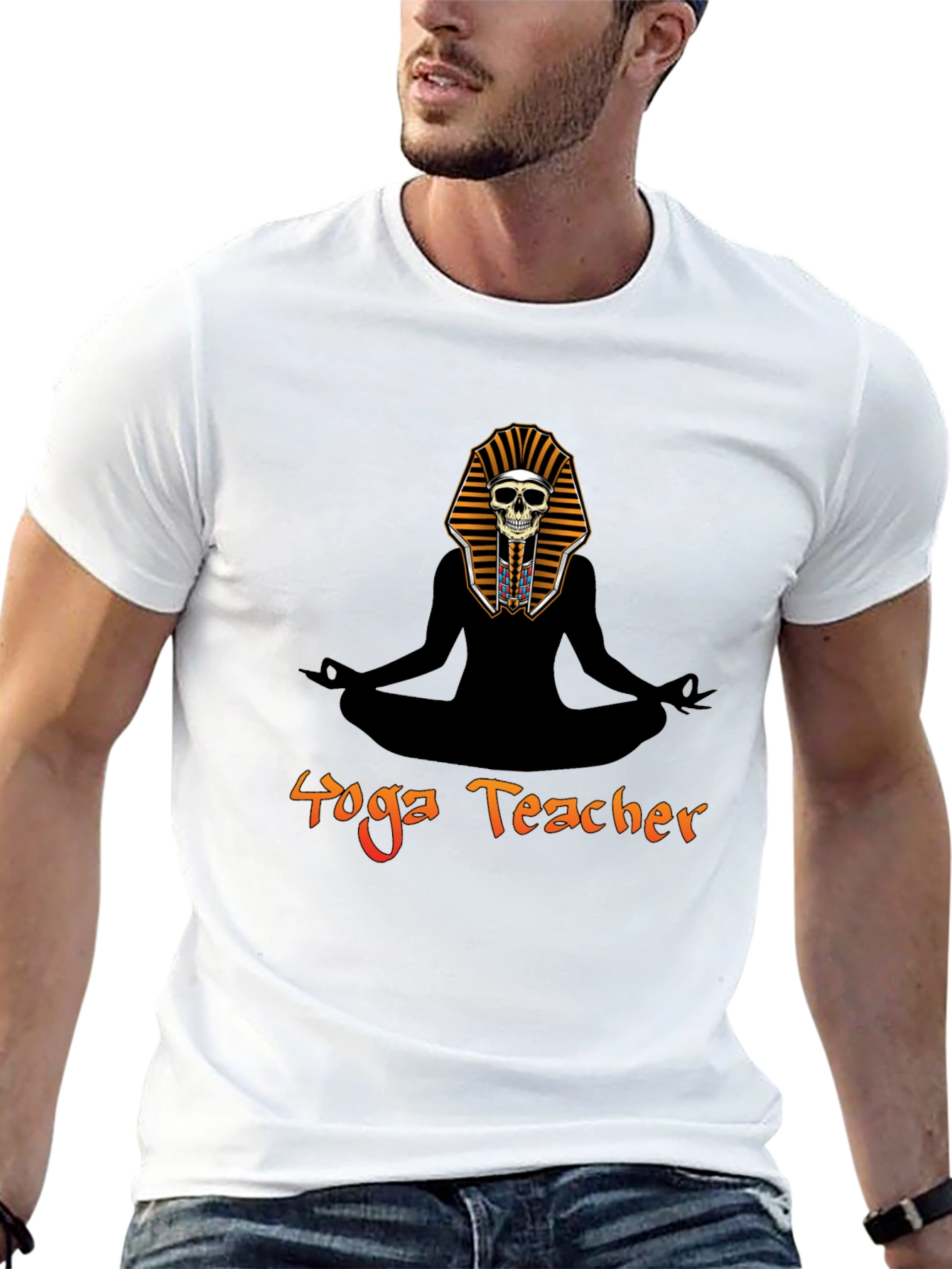Yoga Teacher Funny Pharaoh Skull Graphic T-Shirt
