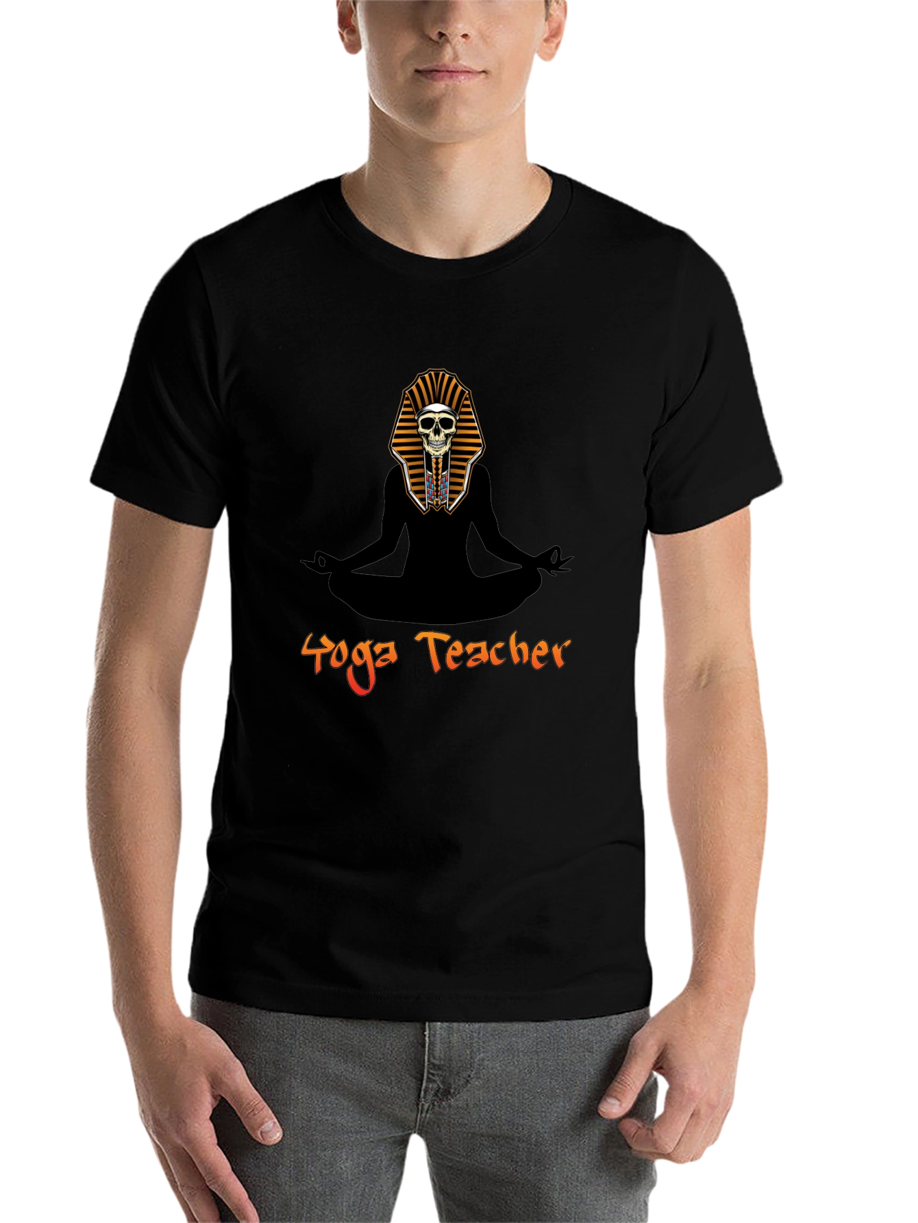 Yoga Teacher Funny Pharaoh Skull Graphic T-Shirt