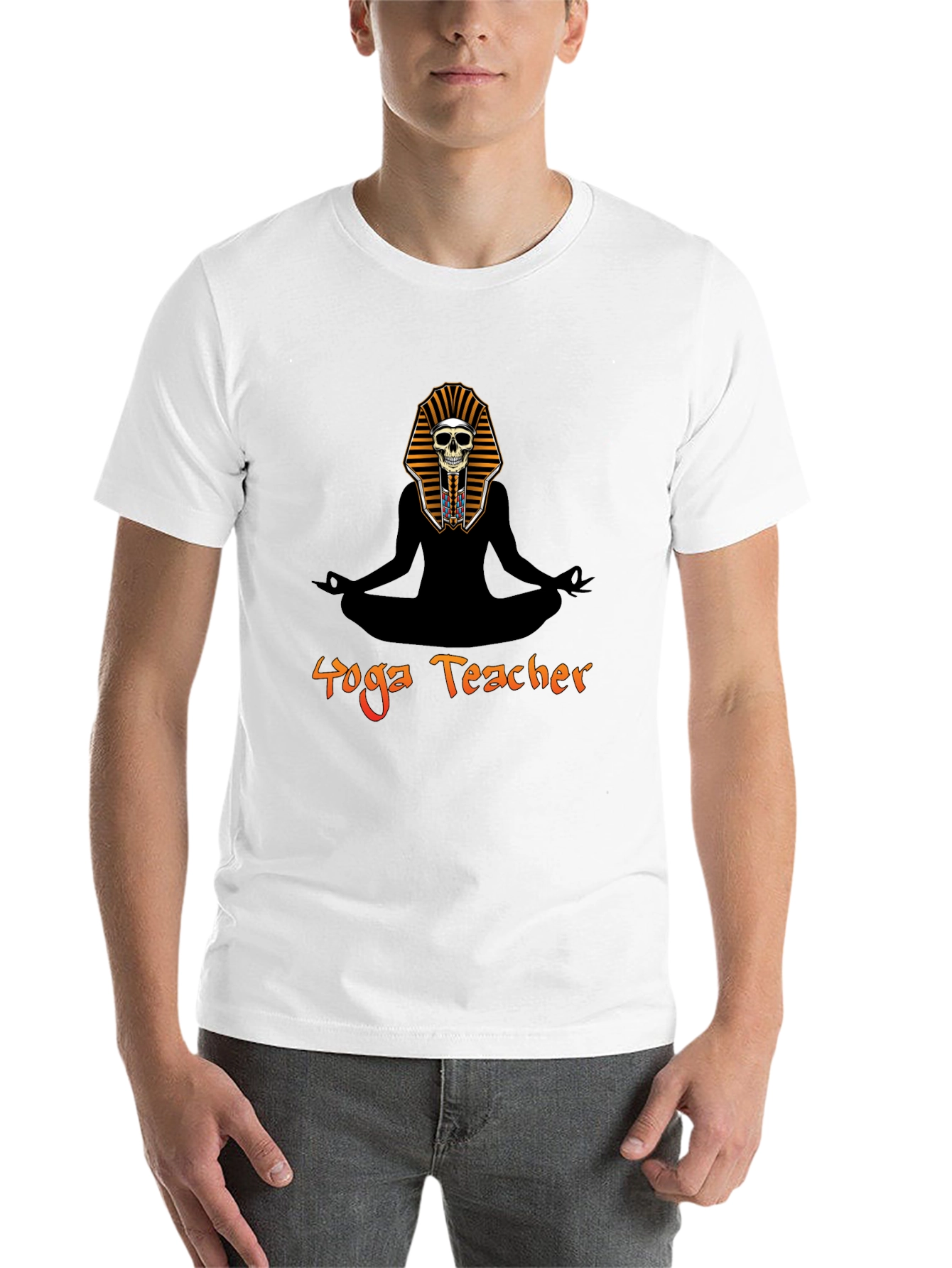 Yoga Teacher Funny Pharaoh Skull Graphic T-Shirt