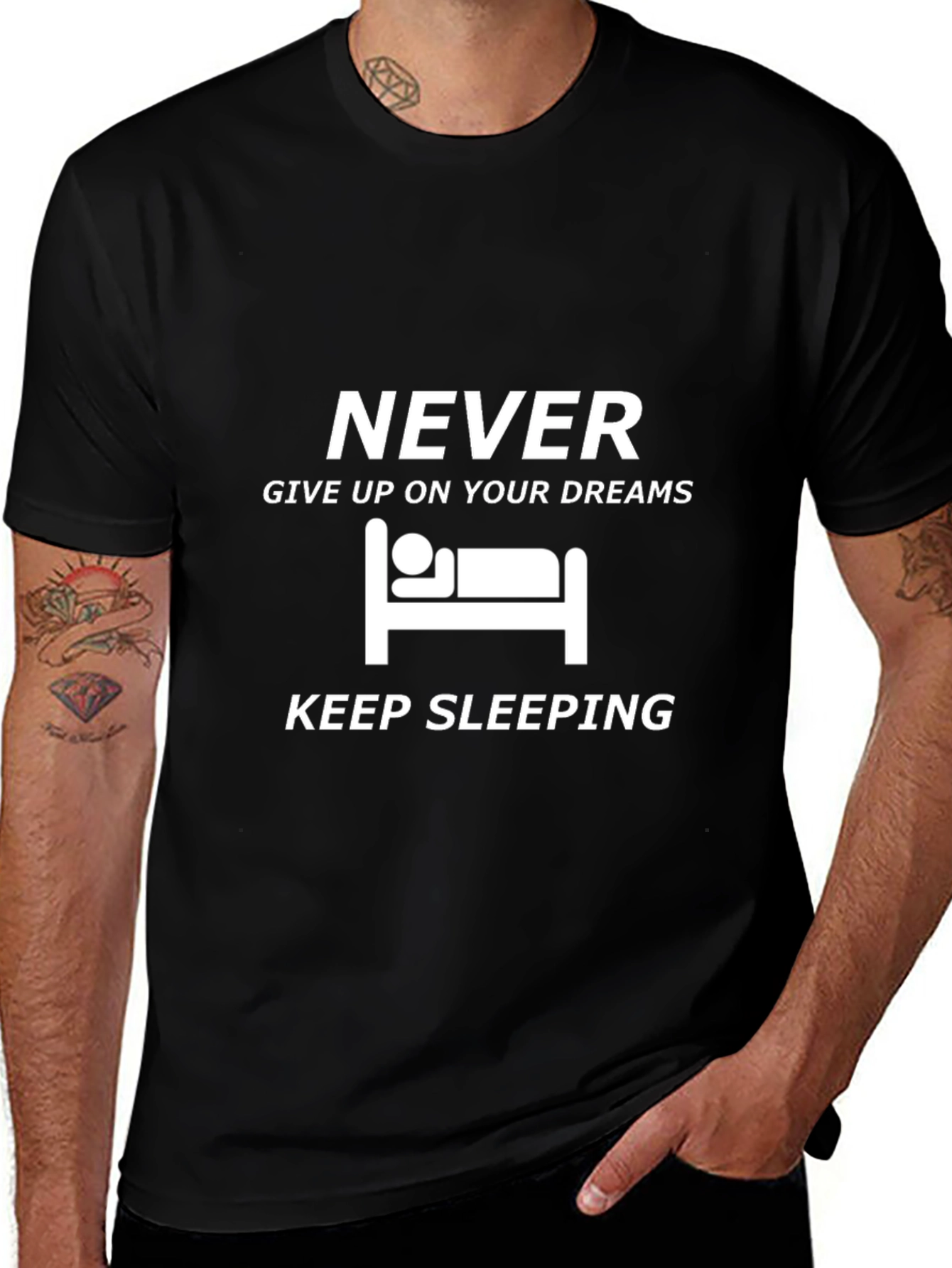 Never Give Up Keep Sleeping Graphic Tee