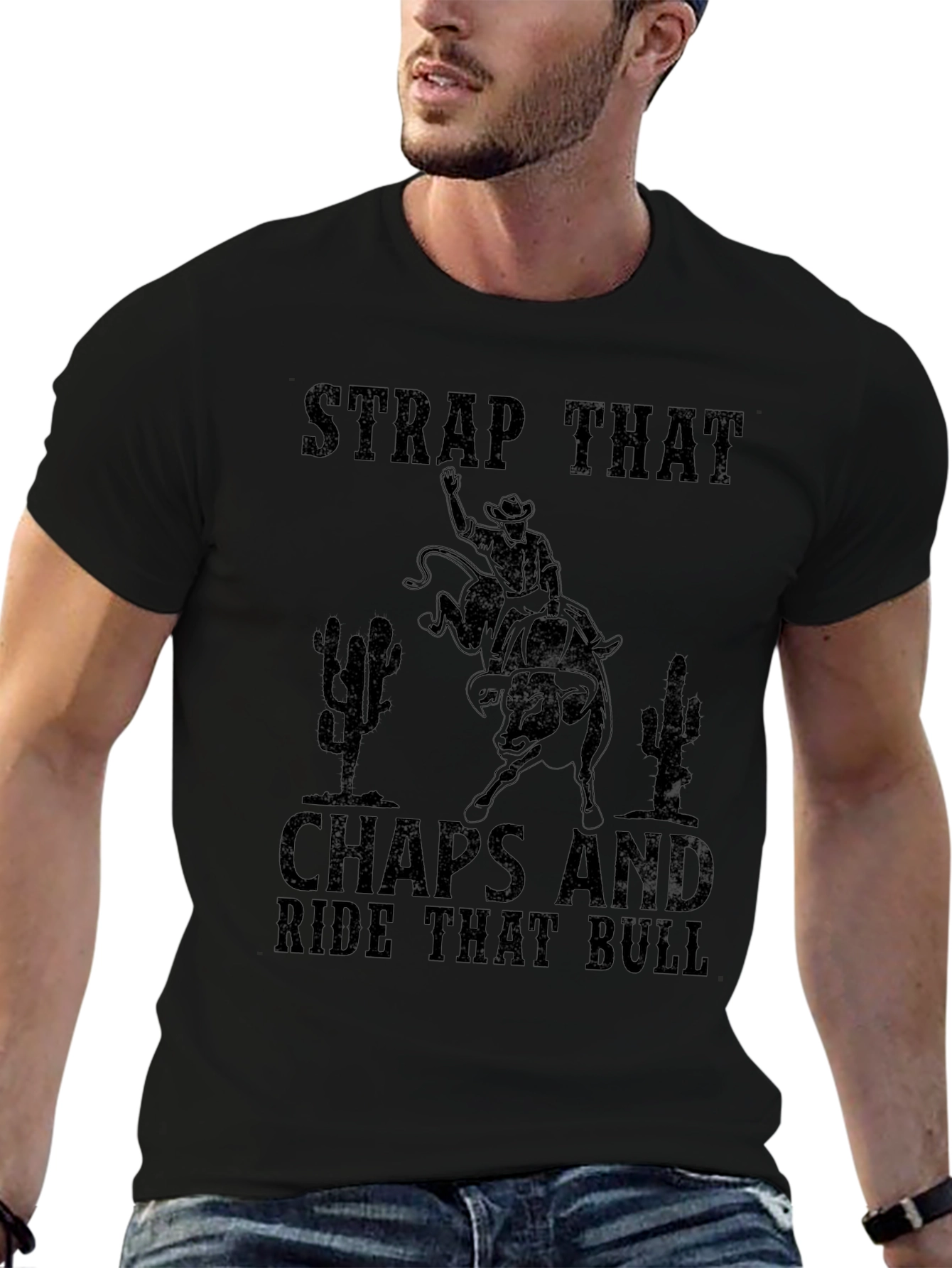 Strap That Chaps Rodeo Bull Riding Graphic Tee