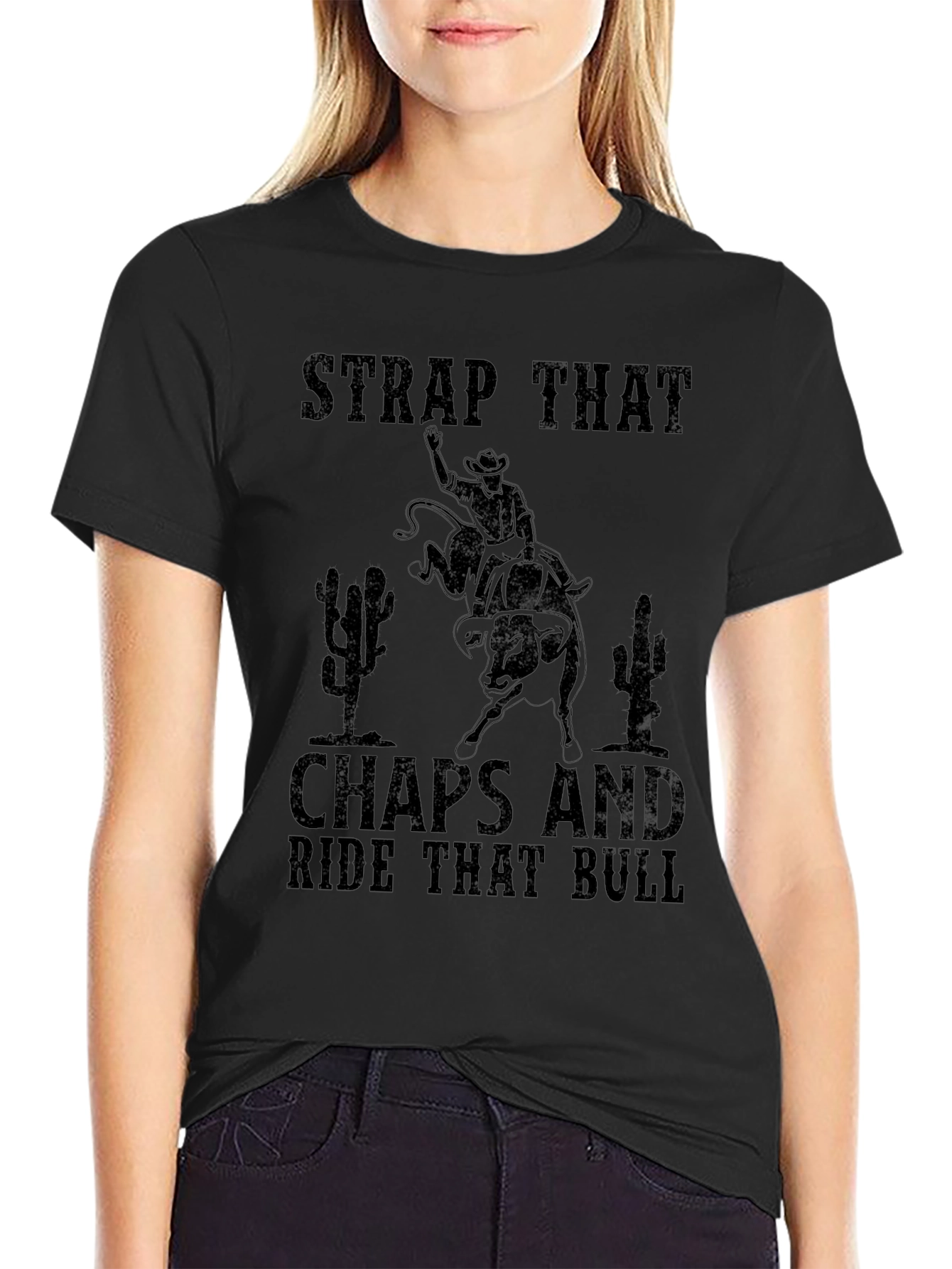 Strap That Chaps Rodeo Bull Riding Graphic Tee