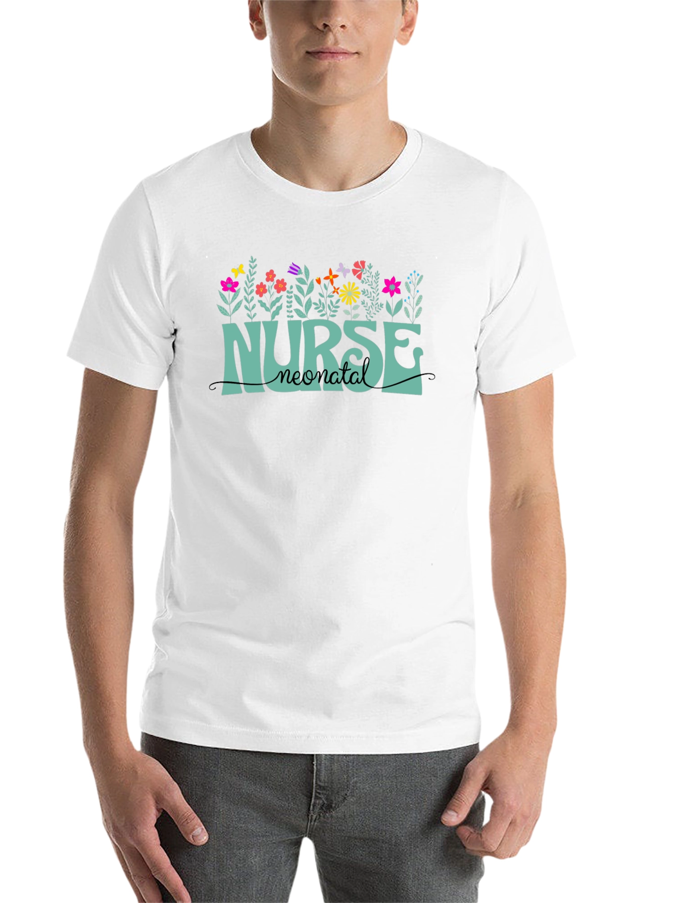 Neonatal Nurse T-Shirt - Floral Design