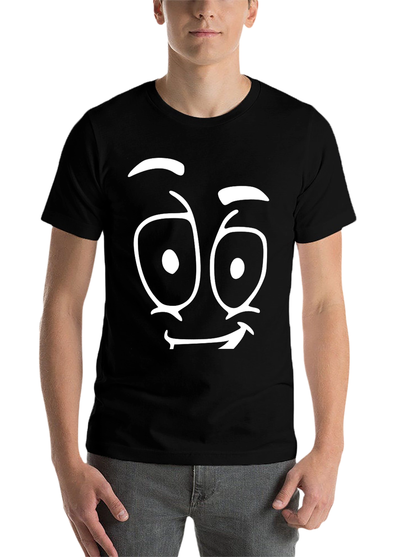 Funny Face Graphic Tee - Black Cotton T-Shirt