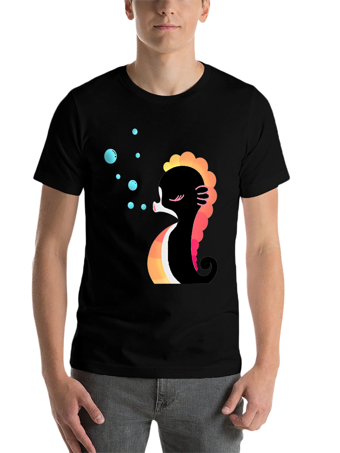 Cute Seahorse Bubbles Graphic Tee