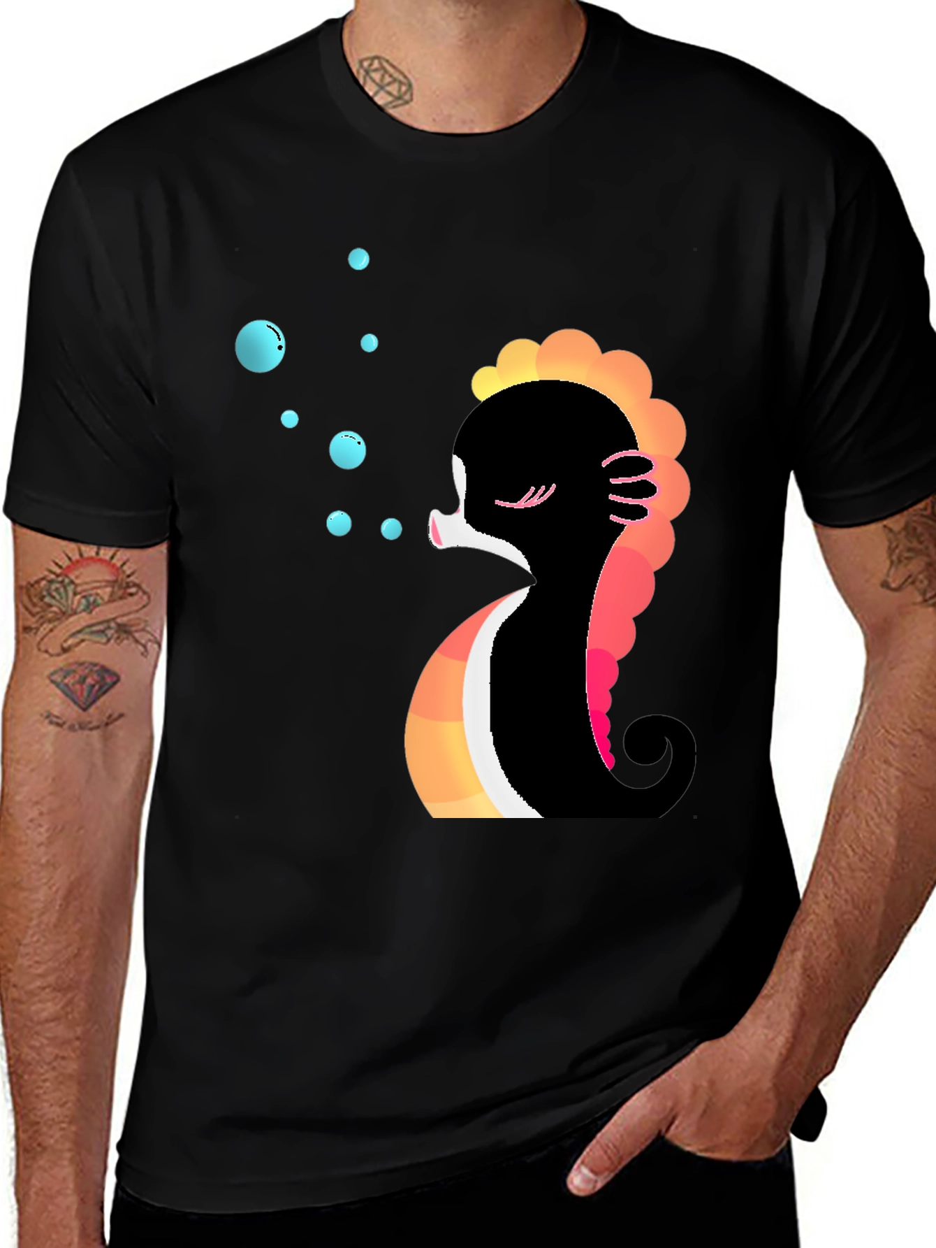 Cute Seahorse Bubbles Graphic Tee