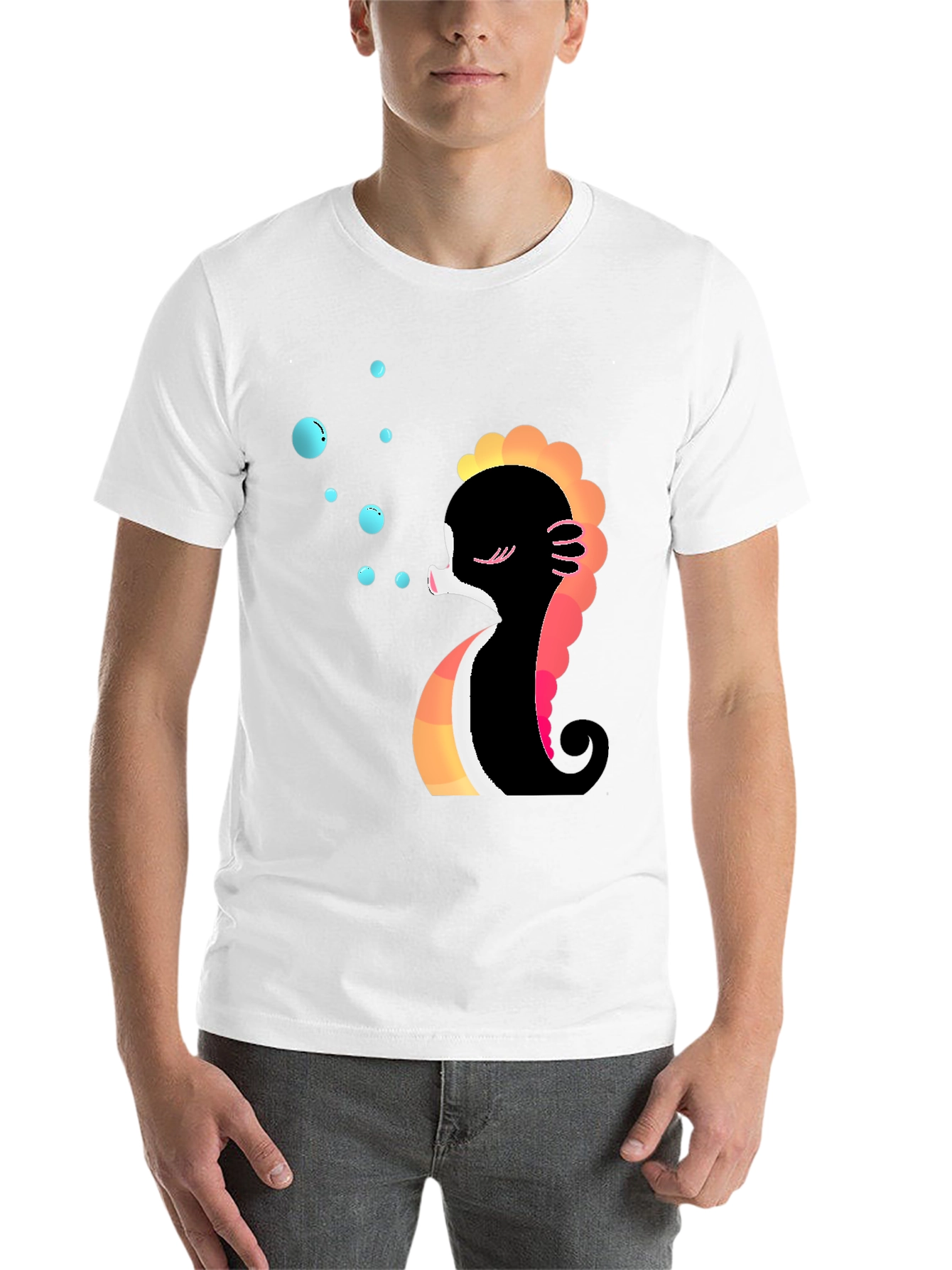 Cute Seahorse Bubbles Graphic Tee