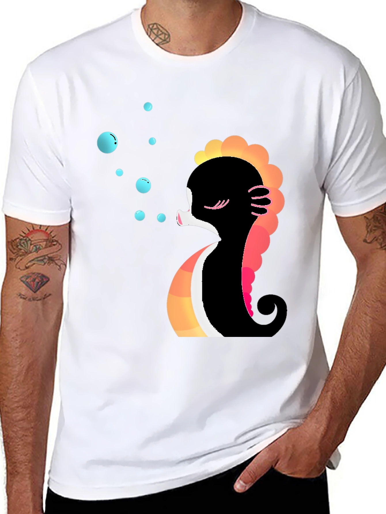 Cute Seahorse Bubbles Graphic Tee