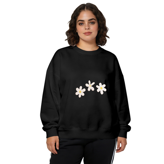 Minimal White Daisy Floral Crewneck Sweatshirt