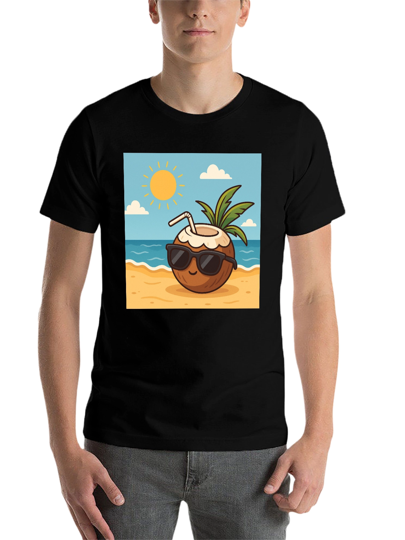 Cool Coconut Graphic Tee - Black Casual T-Shirt