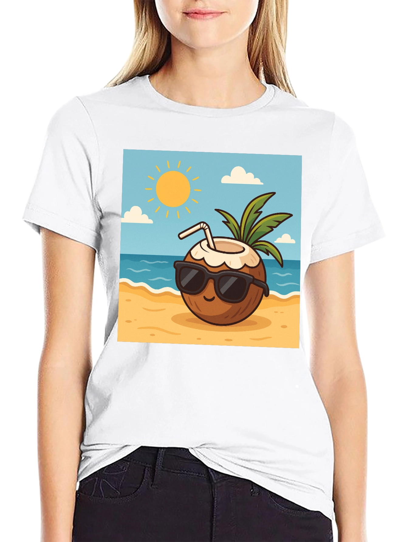 Cool Coconut Graphic Tee - Black Casual T-Shirt