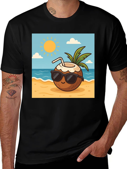 Cool Coconut Graphic Tee - Black Casual T-Shirt