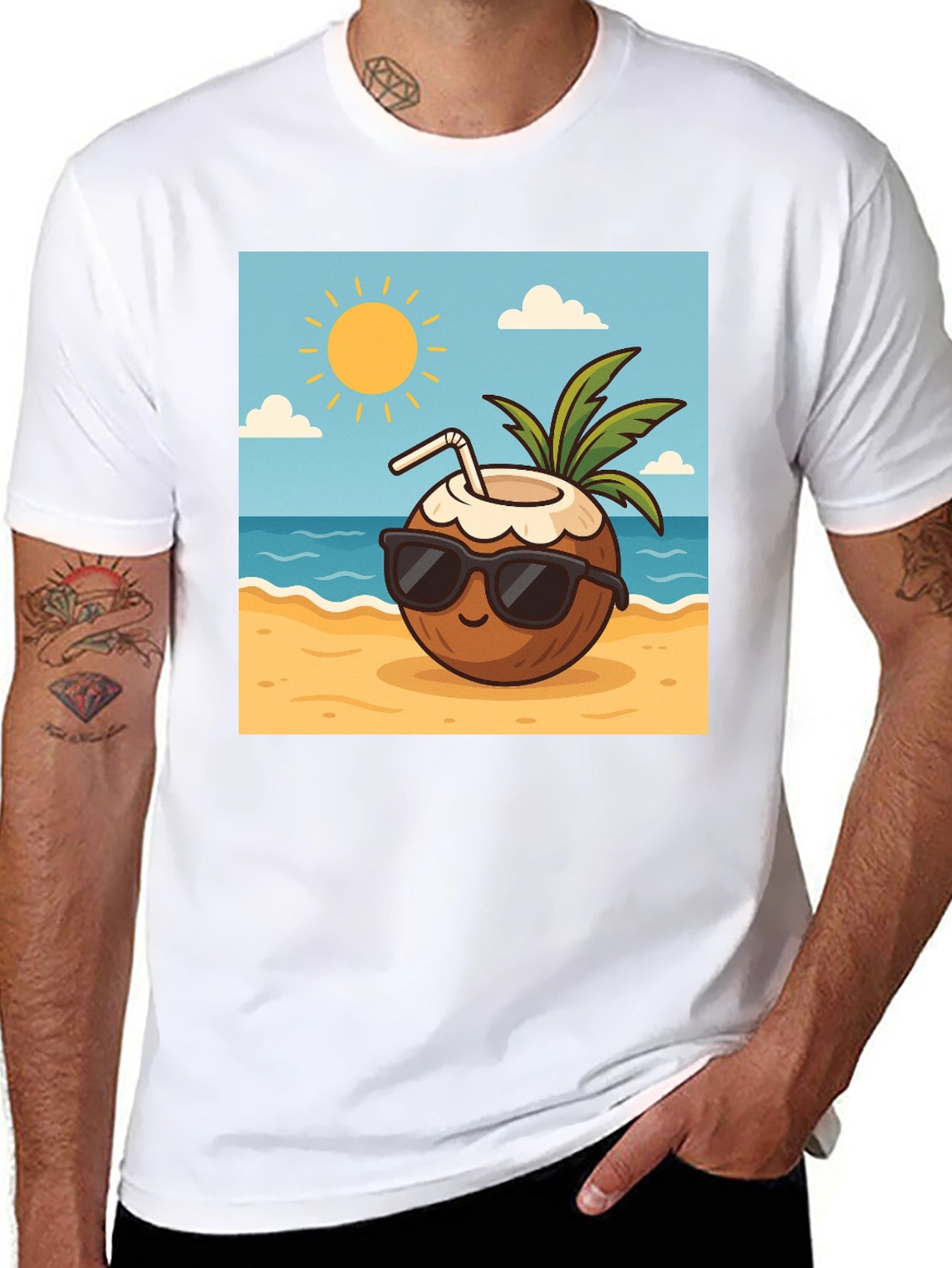 Cool Coconut Graphic Tee - Black Casual T-Shirt