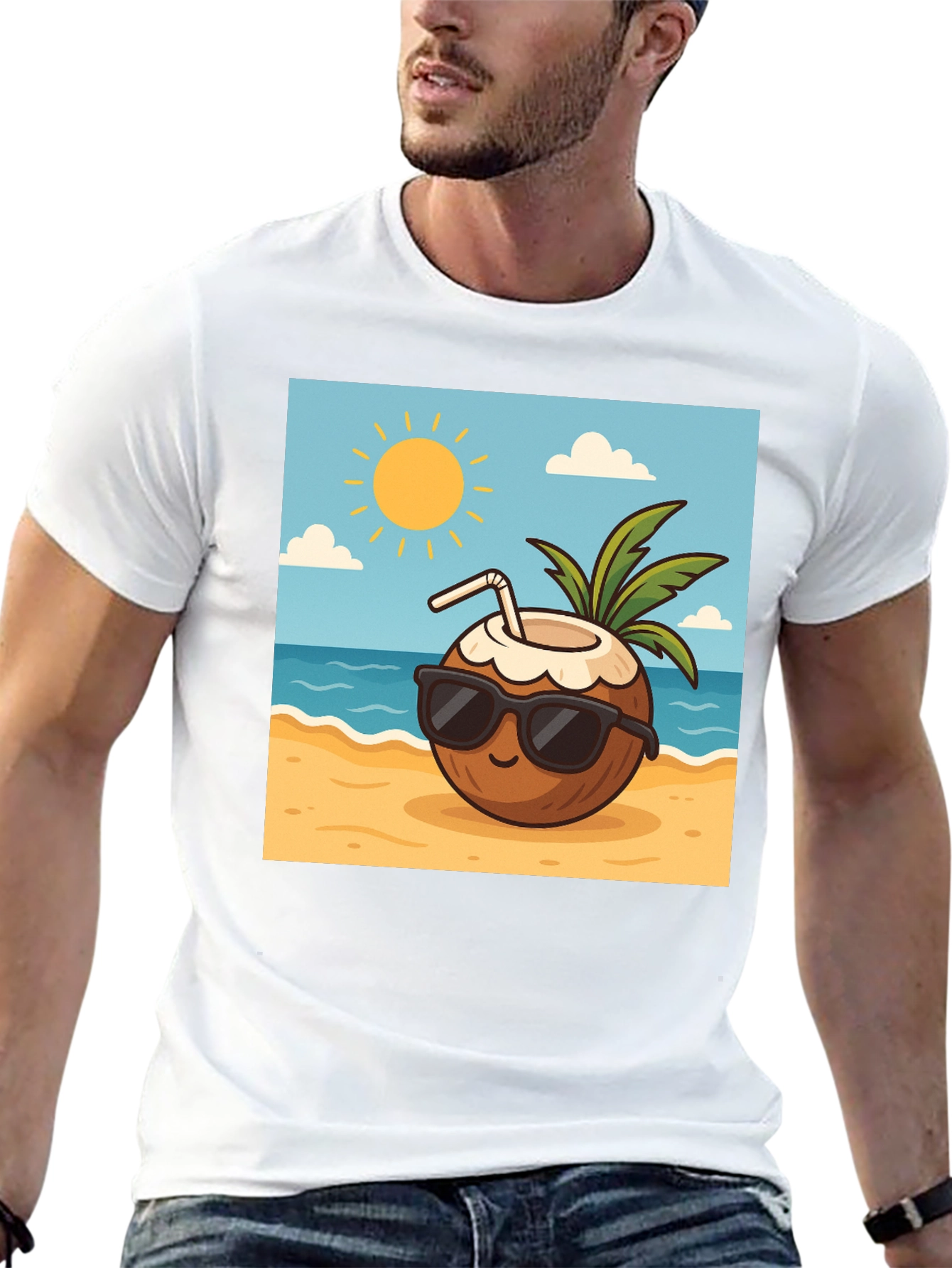 Cool Coconut Graphic Tee - Black Casual T-Shirt