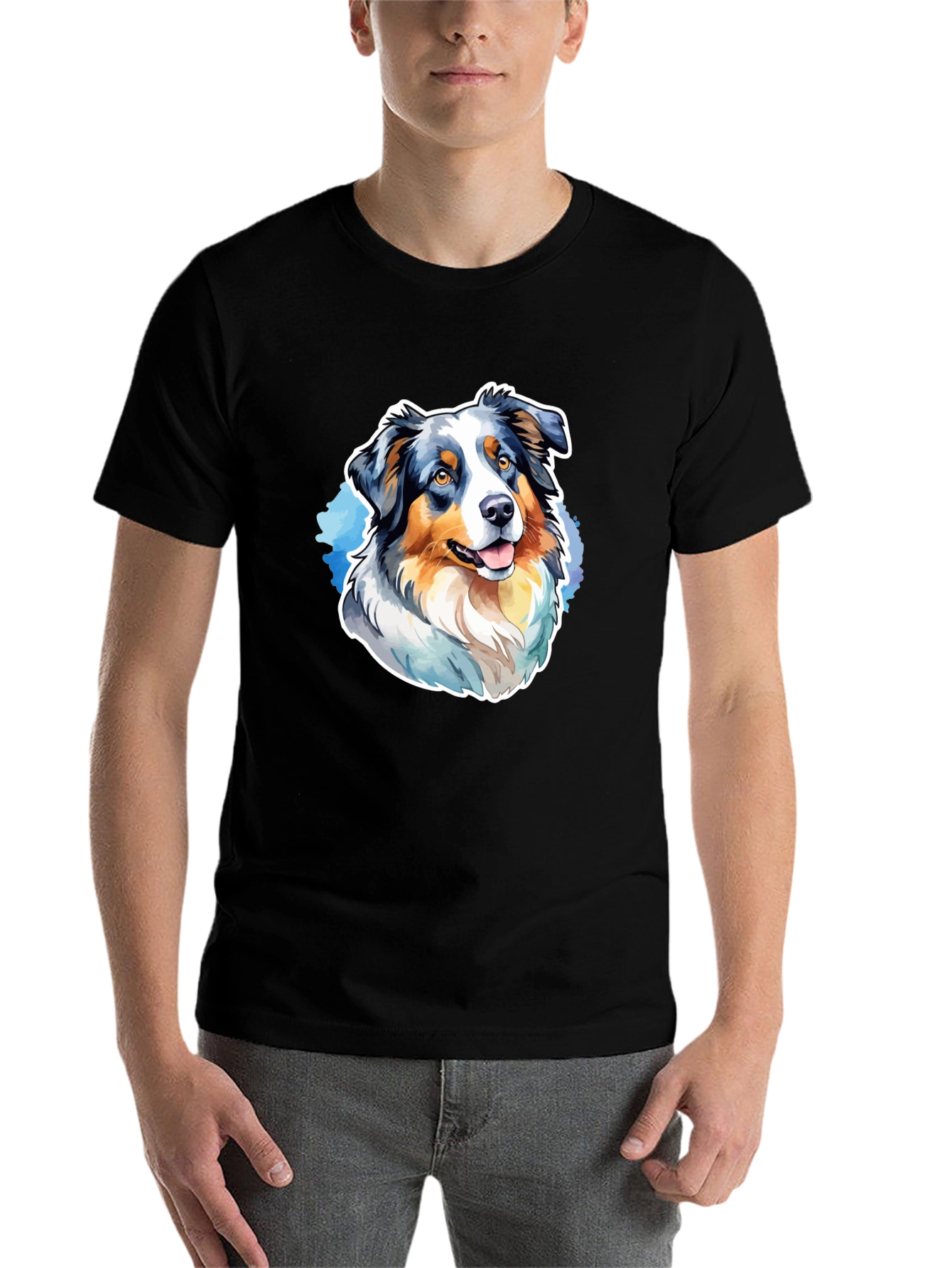 Australian Shepherd Graphic Tee - Mens Black T-Shirt