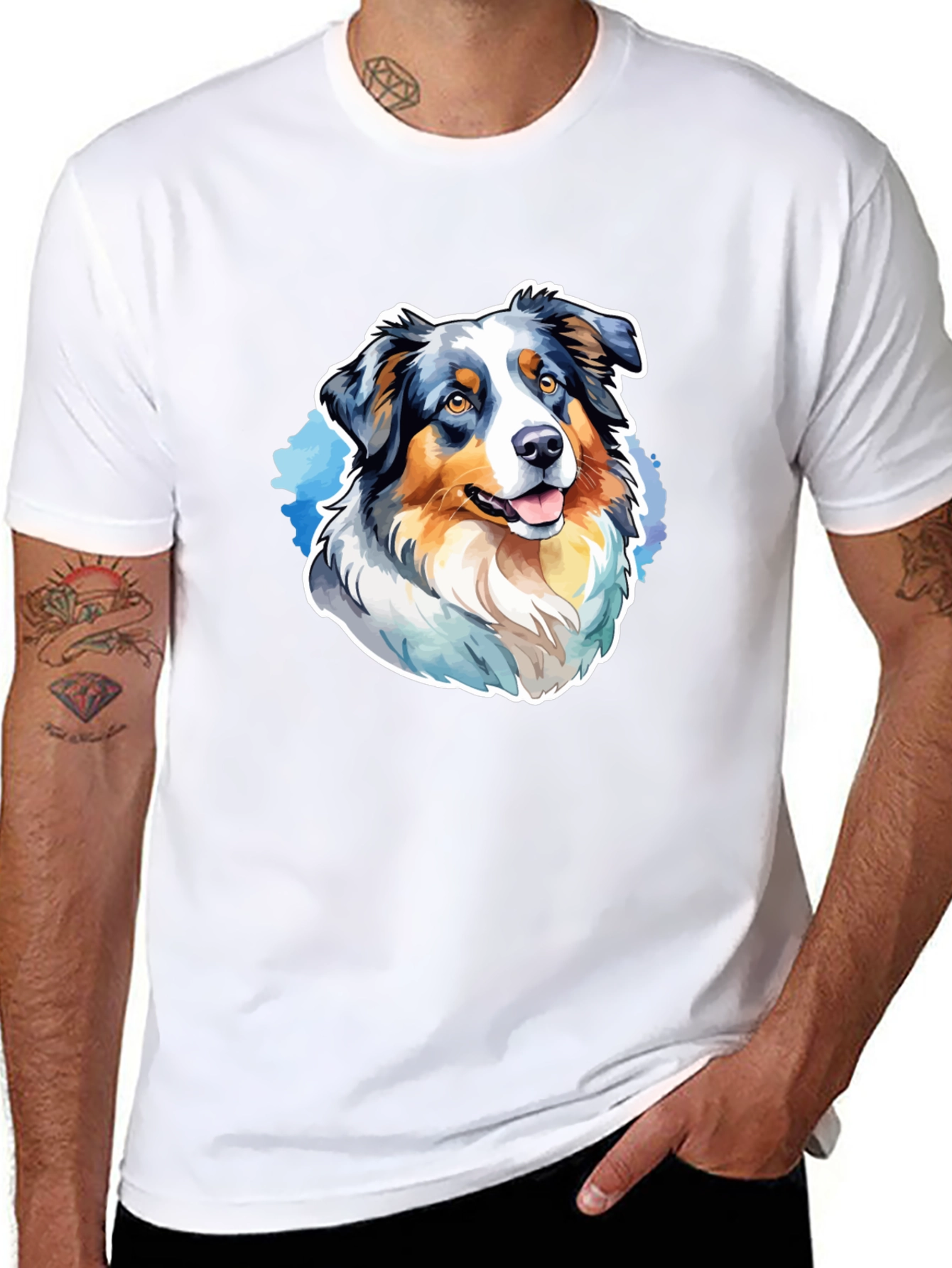 Australian Shepherd Graphic Tee - Mens Black T-Shirt