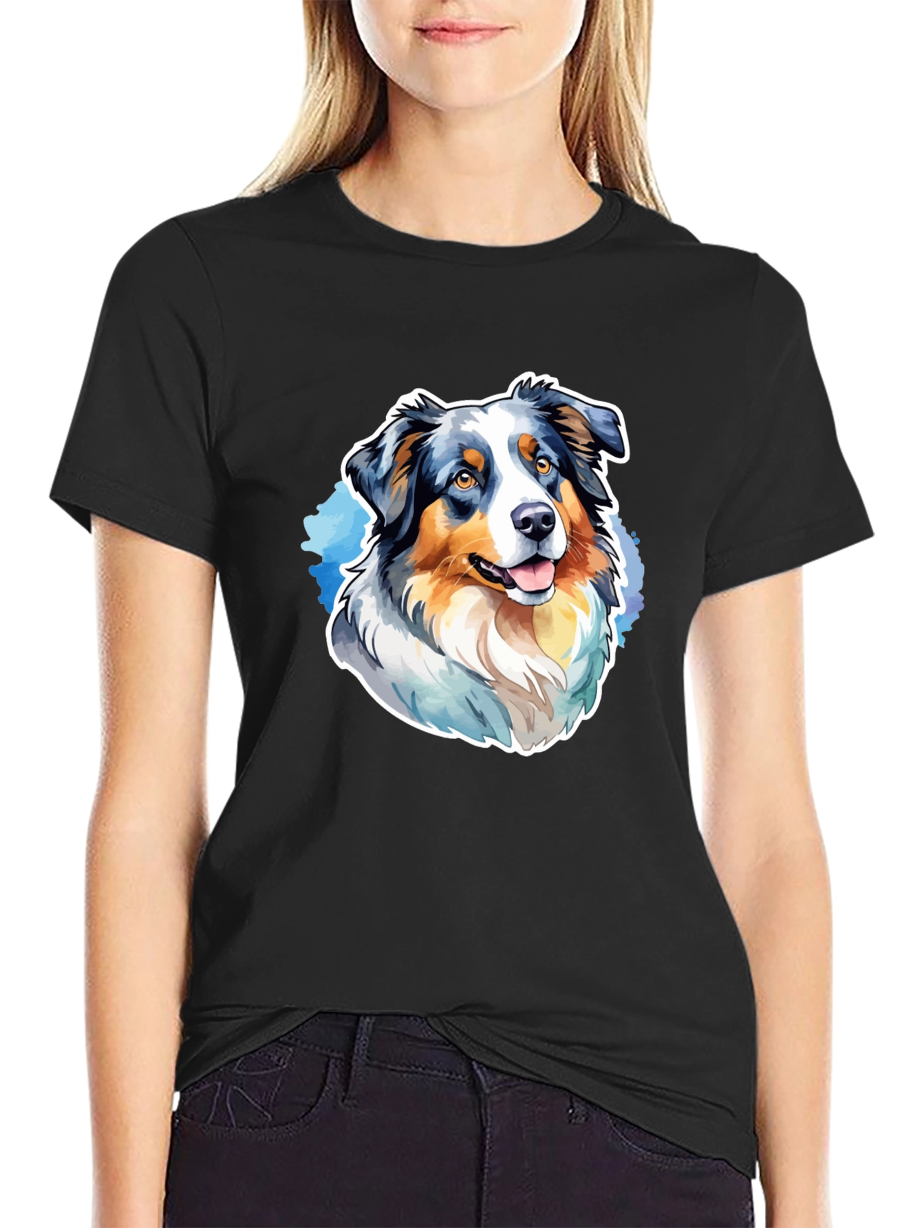 Australian Shepherd Graphic Tee - Mens Black T-Shirt