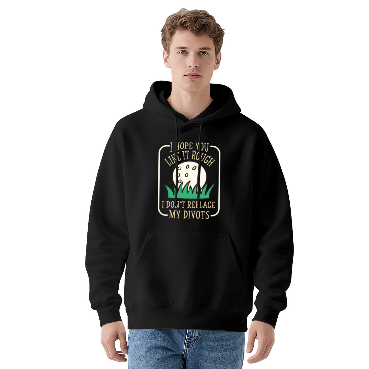 I Hope You Like It Rough Golf Funny Text Navy Hoodie, Golfer Soft Casual Sweatshirt