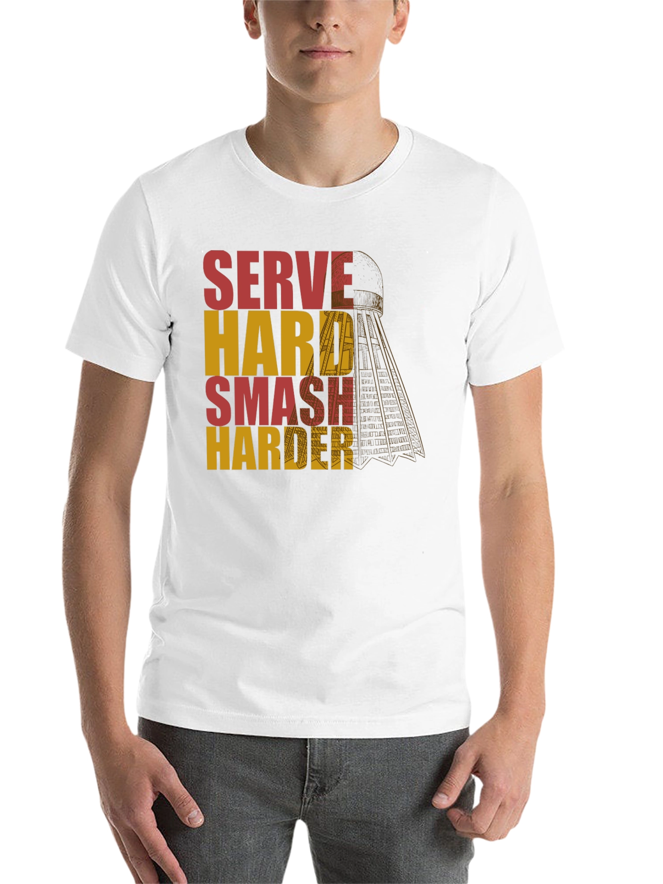Serve Hard Smash Harder Badminton T-Shirt