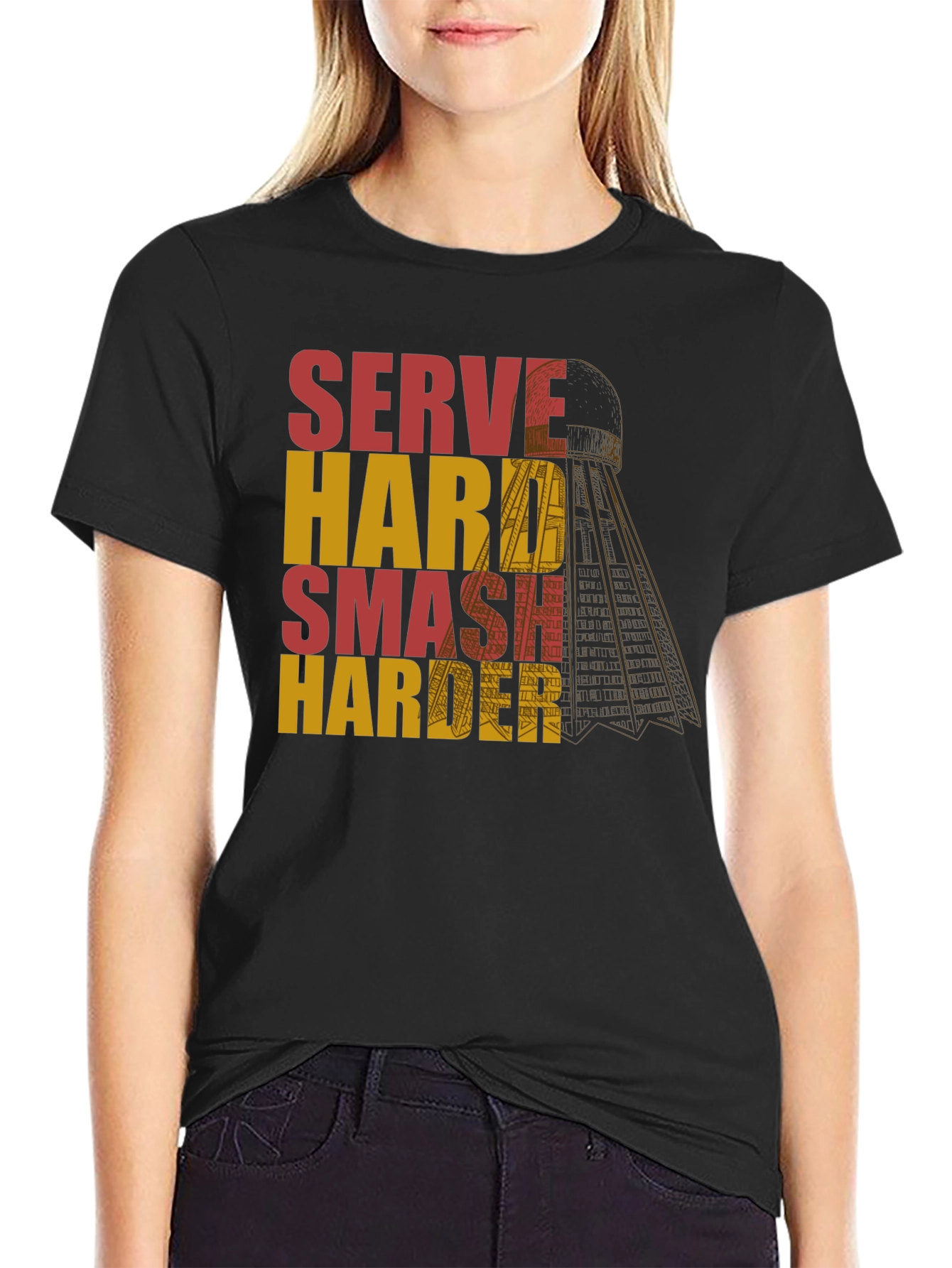 Serve Hard Smash Harder Badminton T-Shirt