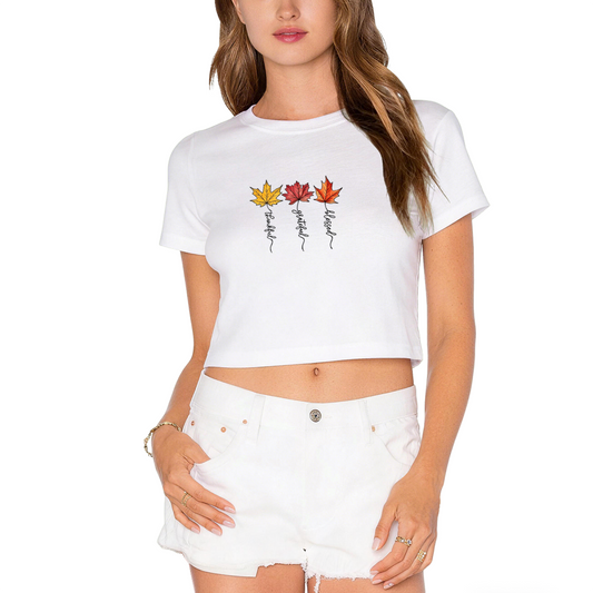 Grateful Blessed Fall Maple Leaf Seasonal Crop Top