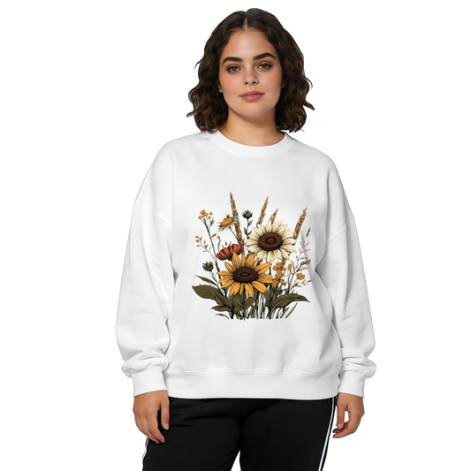 Vintage Wild Sunflower Bouquet Floral Crewneck Sweatshirt