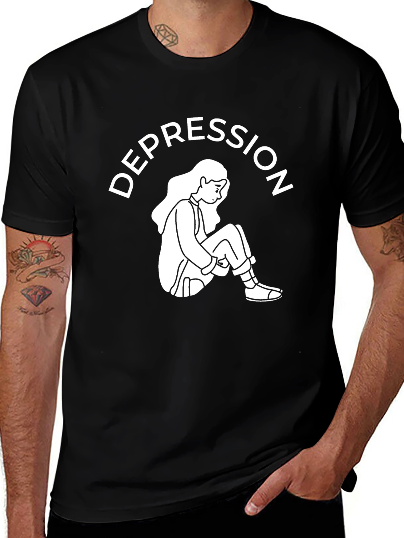 Depression Awareness T-Shirt - Unisex Black Tee