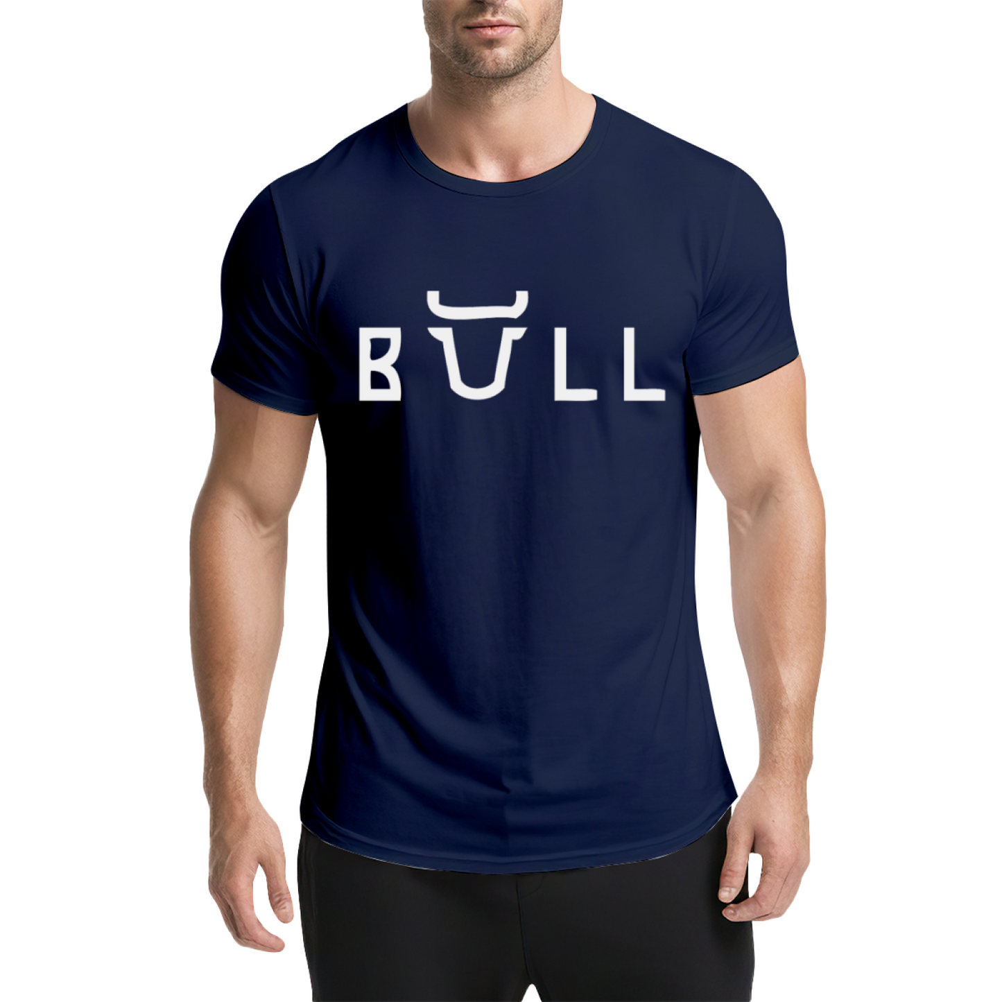 Bull Horn Creative Font Green Graphic Tee, Unique Street Style Heavyweight Shirt