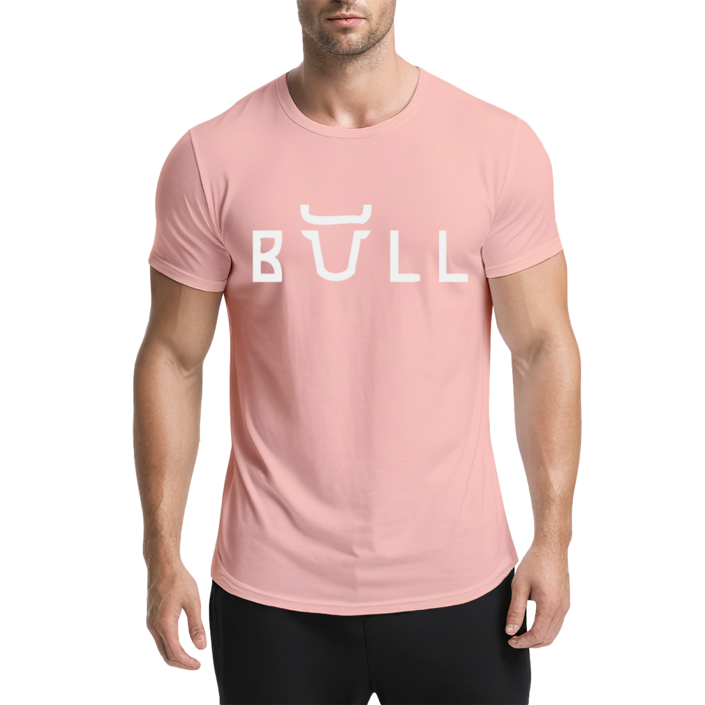 Bull Horn Creative Font Green Graphic Tee, Unique Street Style Heavyweight Shirt