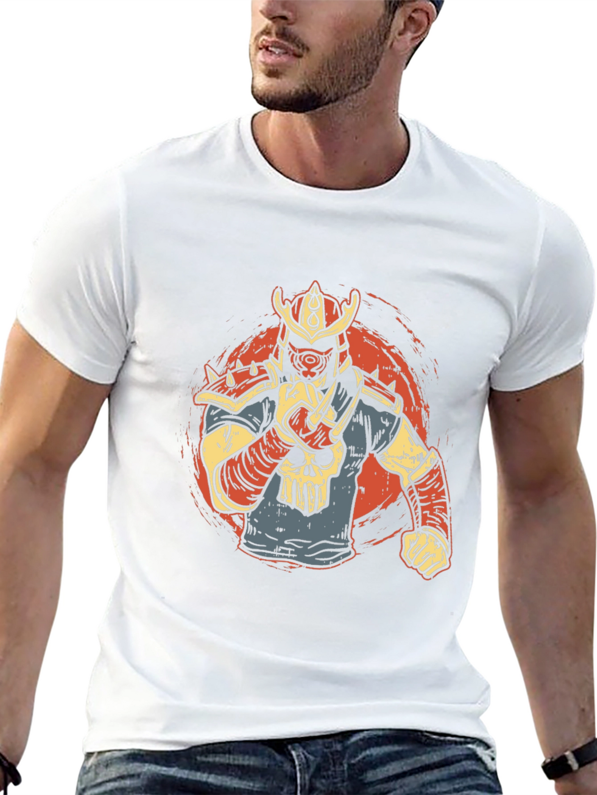 Samurai Skull Graphic Tee - Unique Design