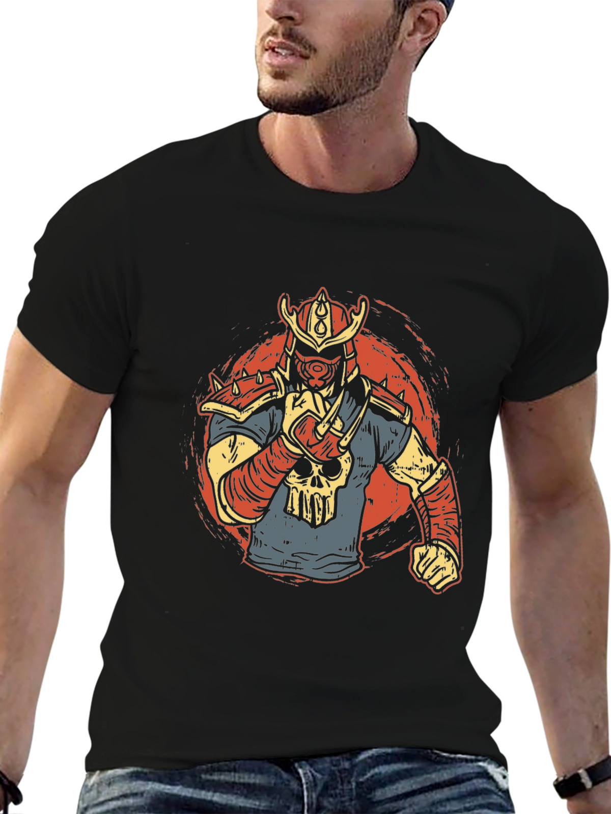 Samurai Skull Graphic Tee - Unique Design