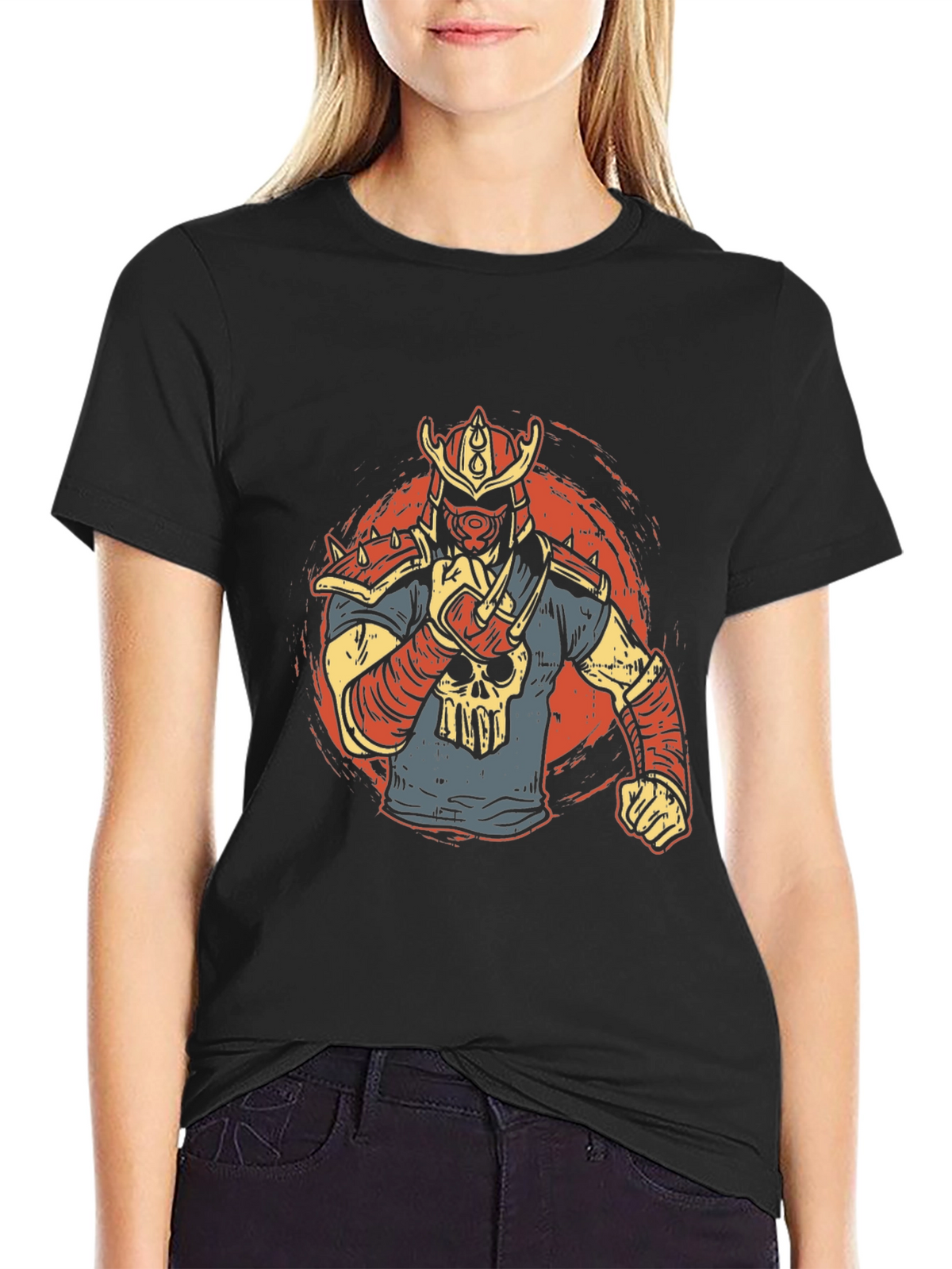 Samurai Skull Graphic Tee - Unique Design