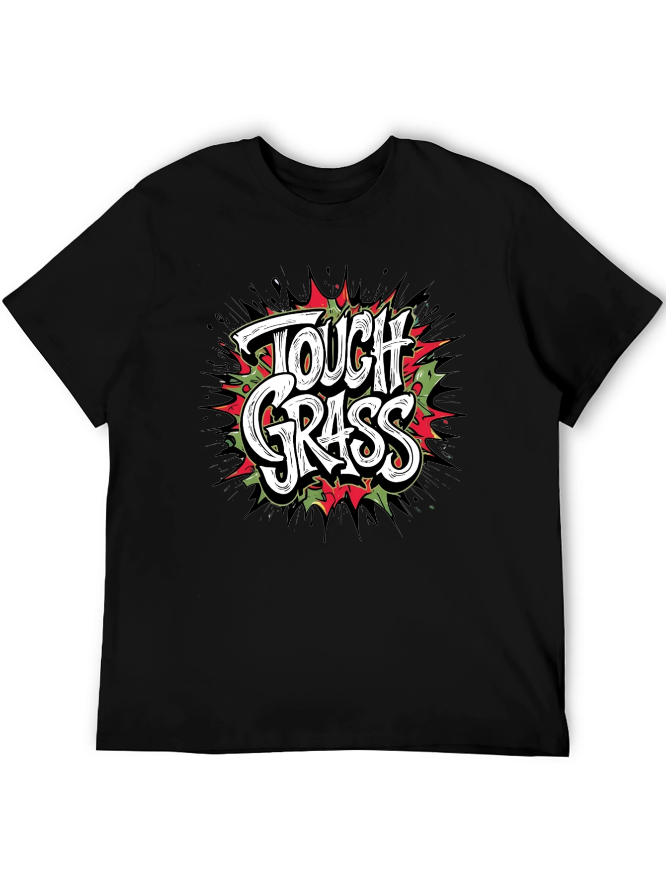 Tough Grass Graphic T-Shirt - Black Crew Neck Tee