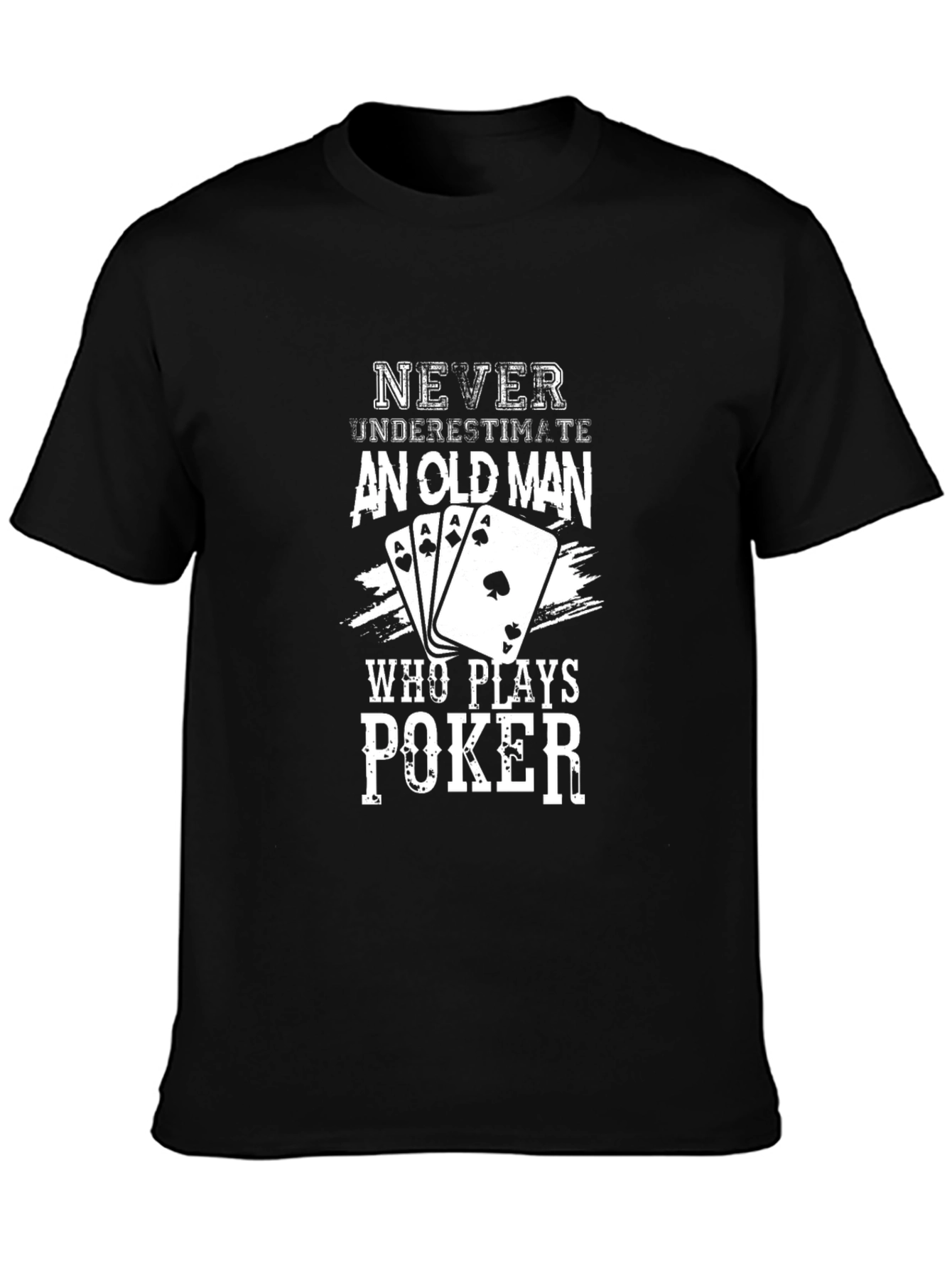 Poker Old Man Graphic Tee - Black