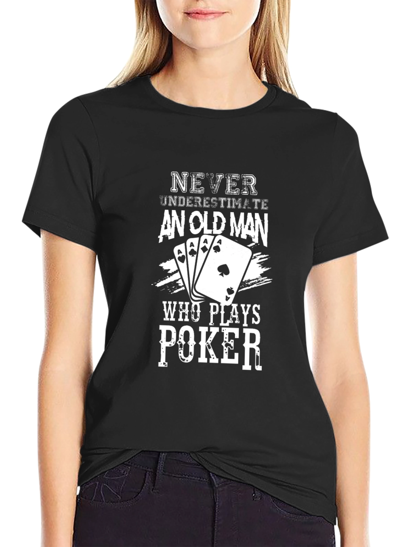Poker Old Man Graphic Tee - Black