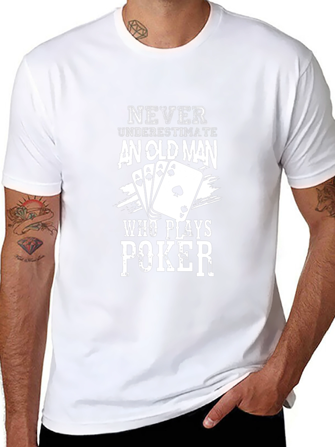 Poker Old Man Graphic Tee - Black