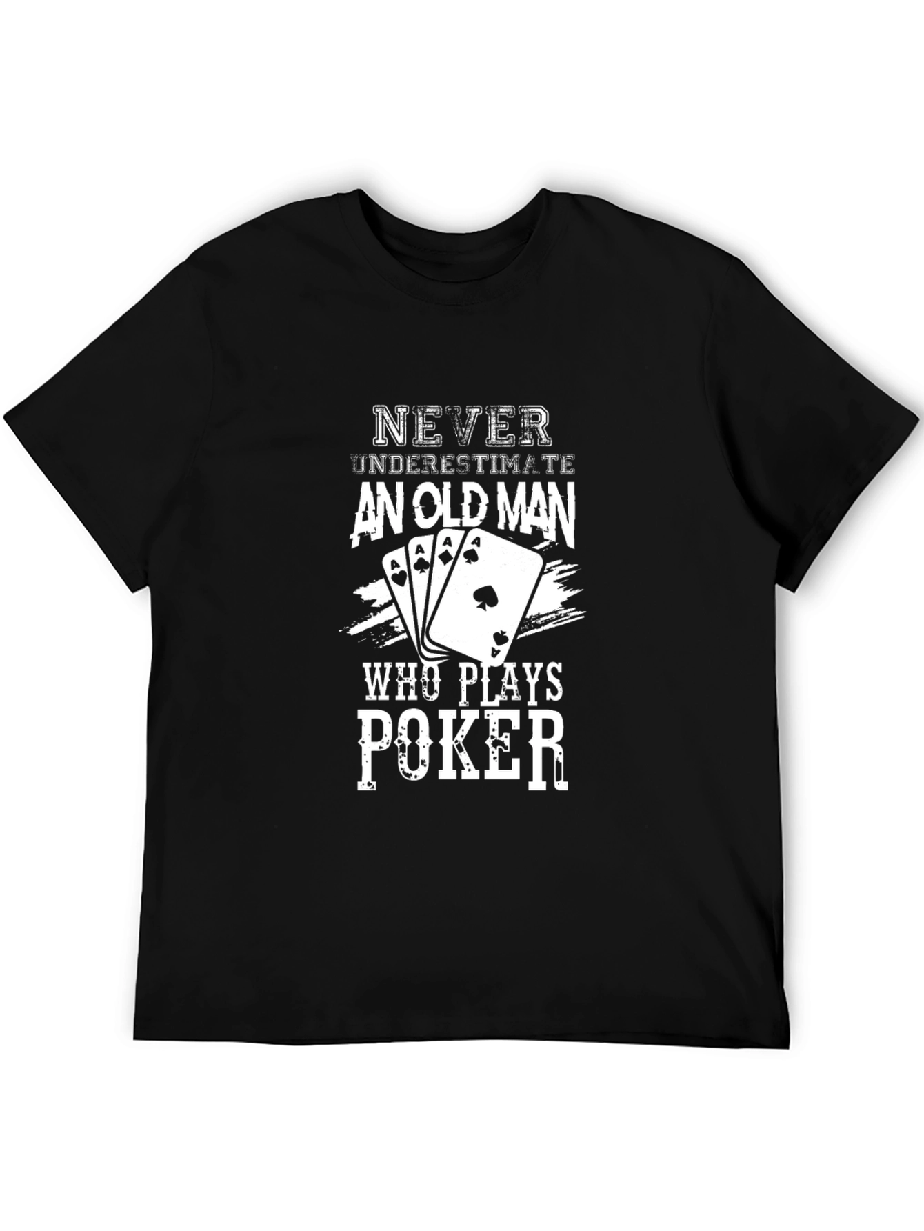 Poker Old Man Graphic Tee - Black