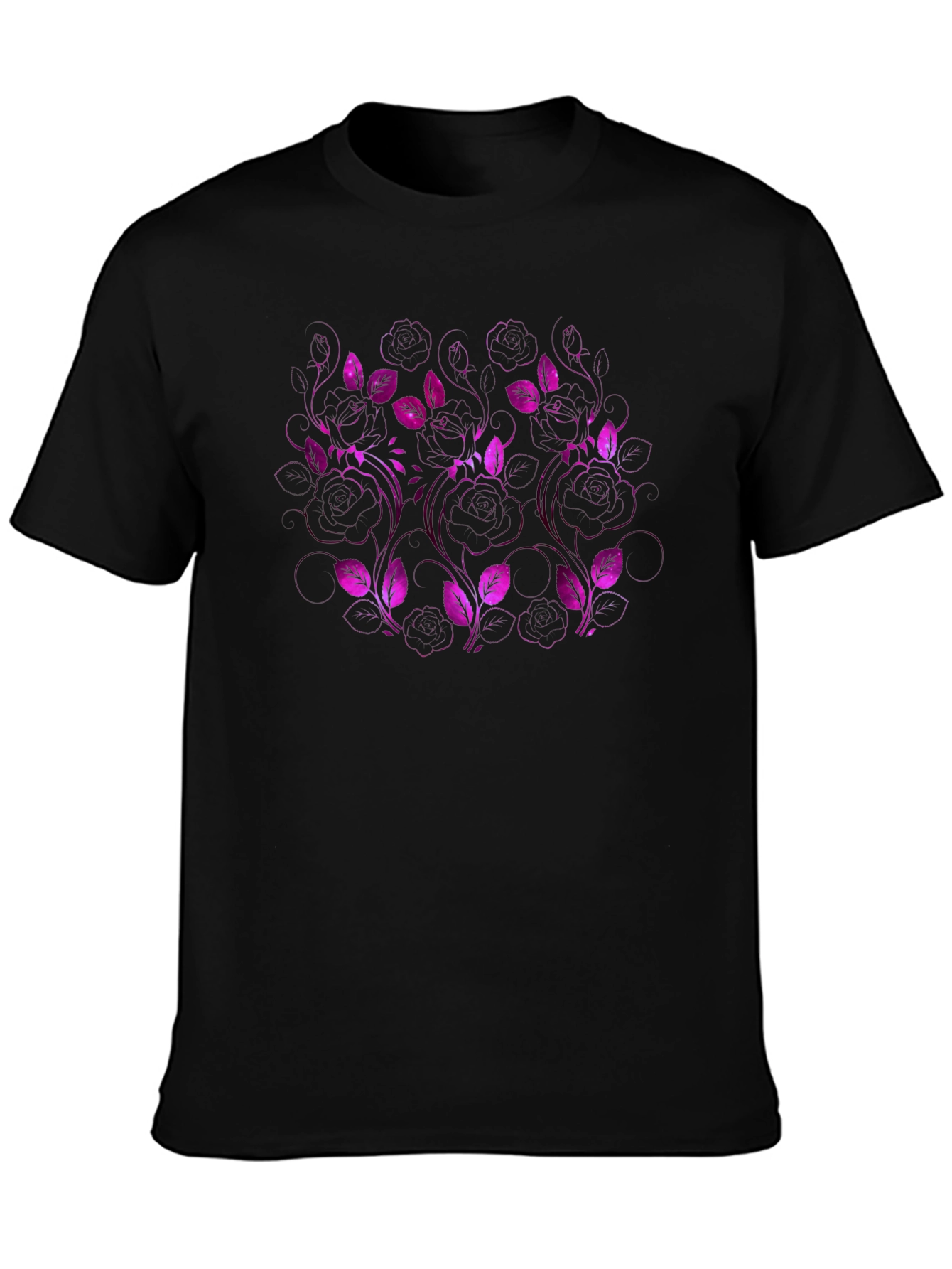Floral Pattern Black T-Shirt for Men