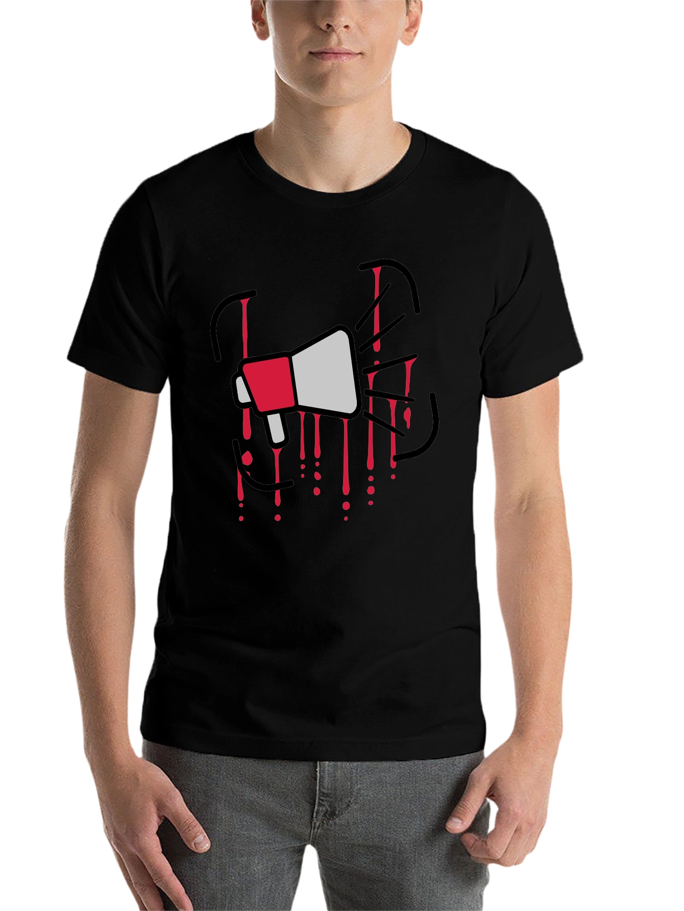 Megaphone Graphic Print Black T-Shirt