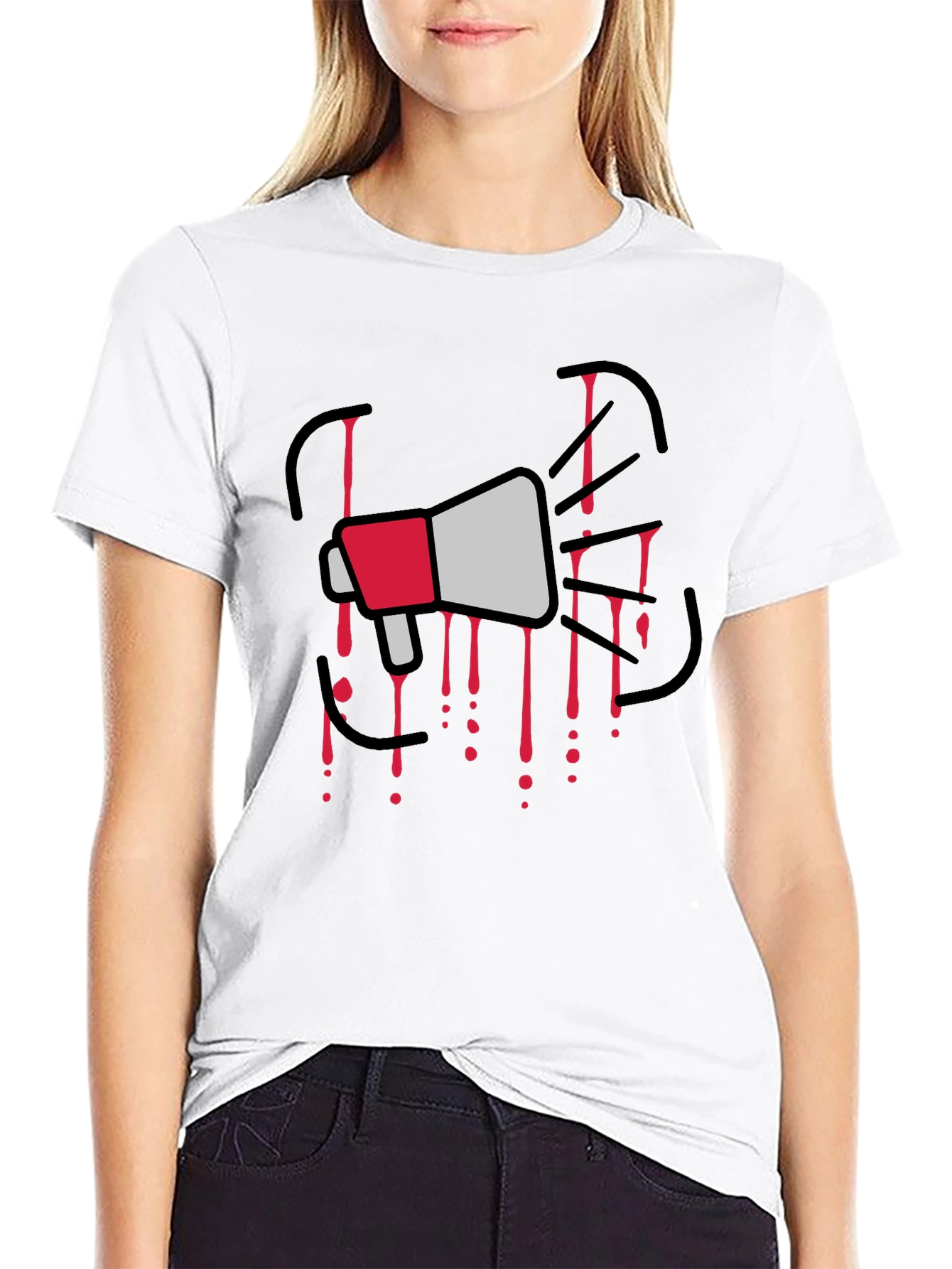 Megaphone Graphic Print Black T-Shirt