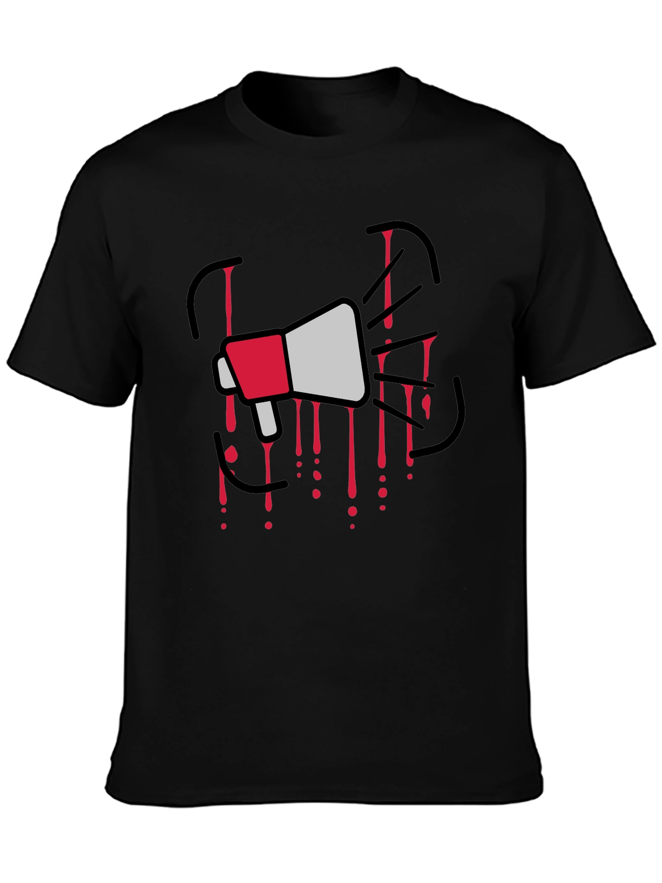 Megaphone Graphic Print Black T-Shirt