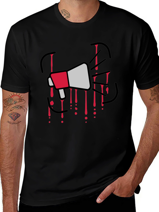 Megaphone Graphic Print Black T-Shirt