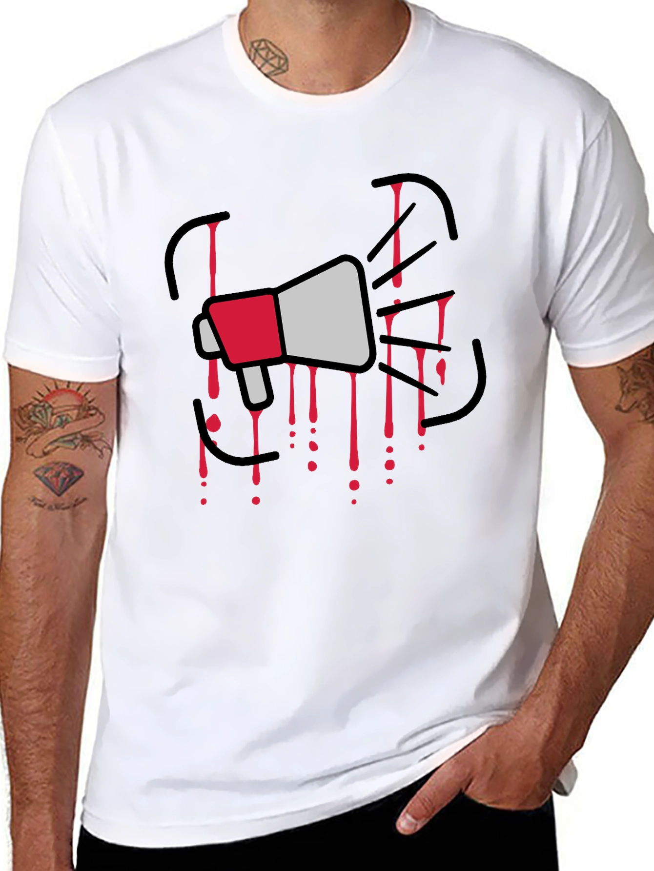 Megaphone Graphic Print Black T-Shirt