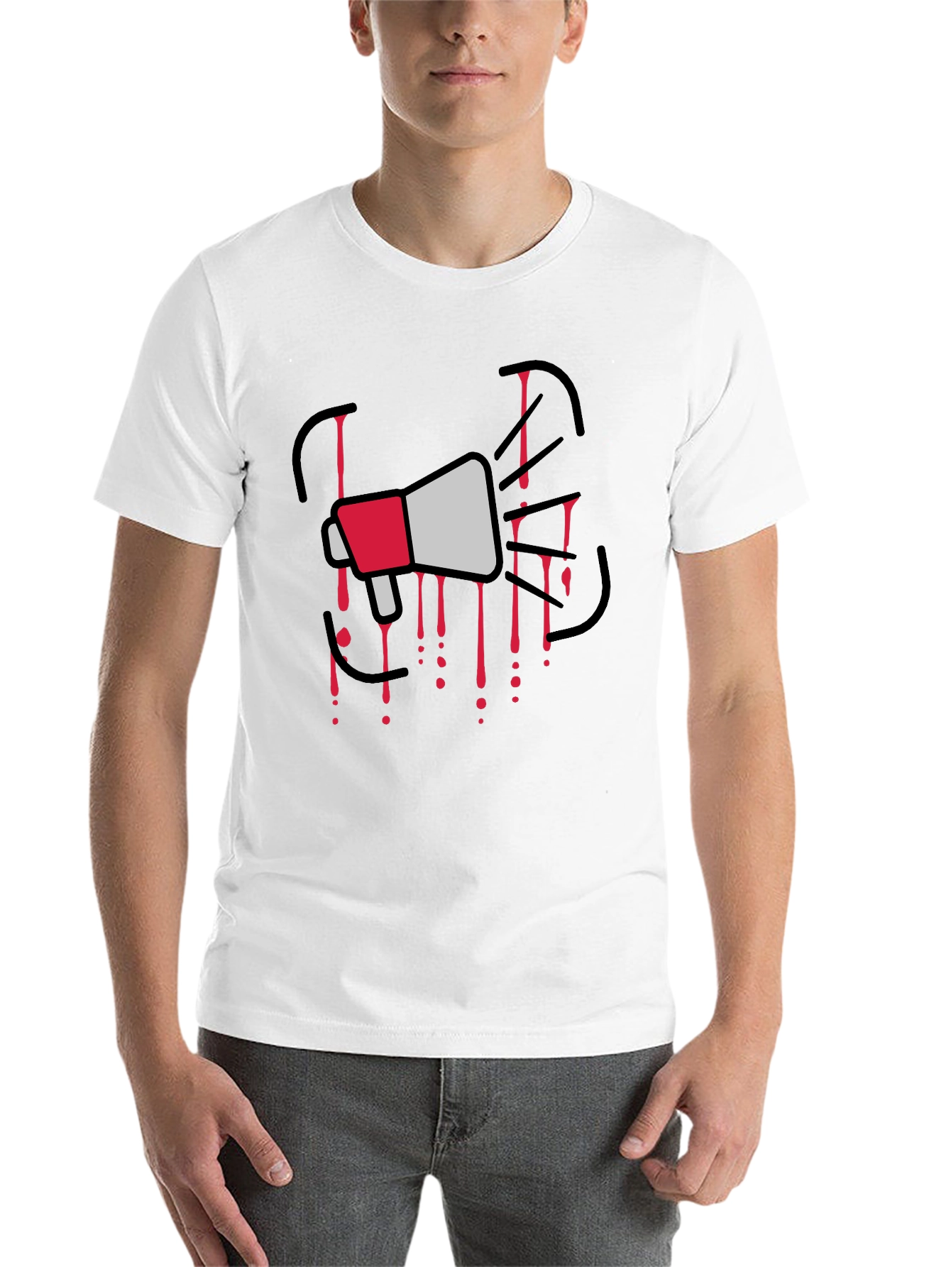 Megaphone Graphic Print Black T-Shirt