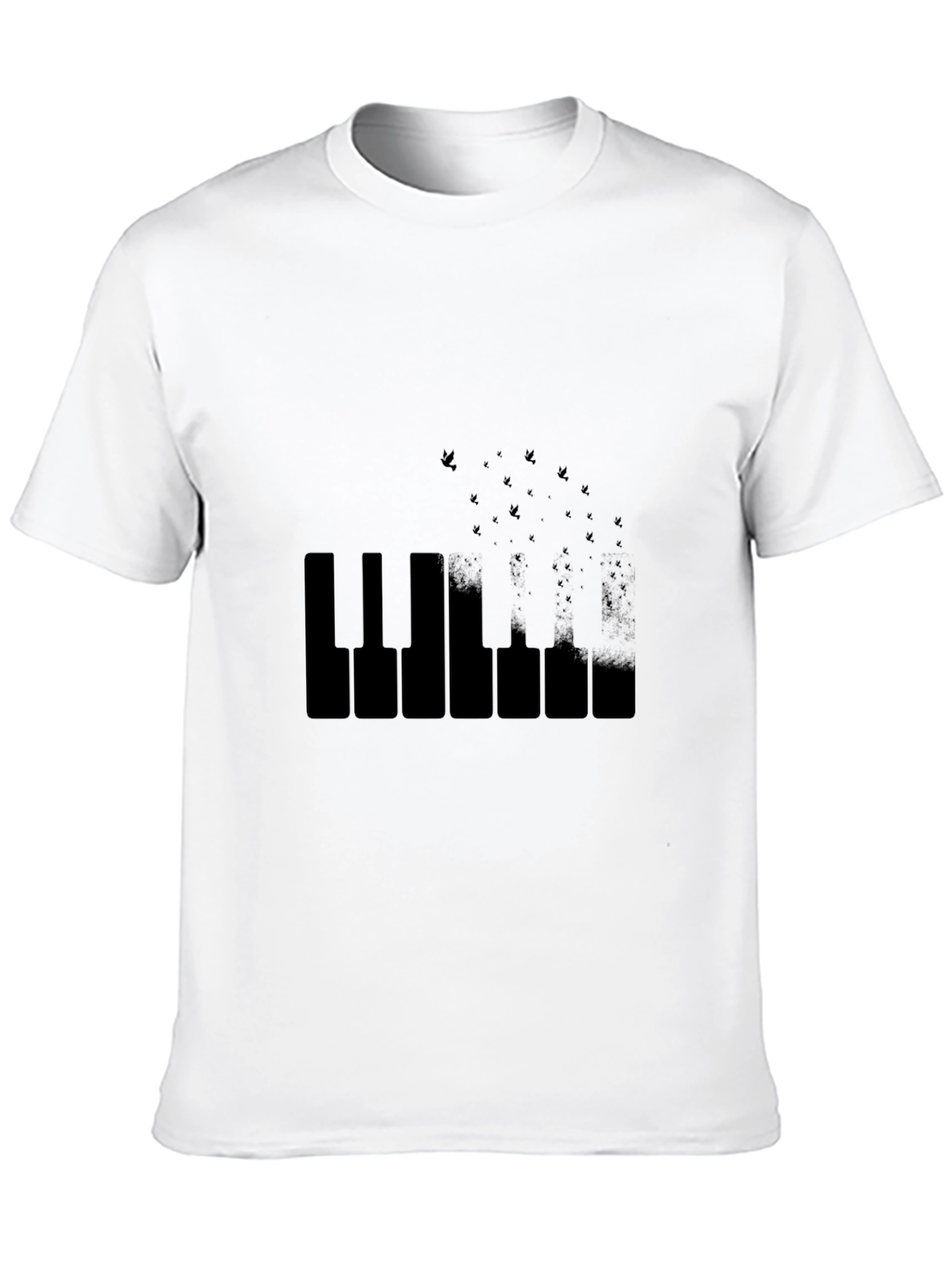 Piano Keys & Birds Black T-Shirt