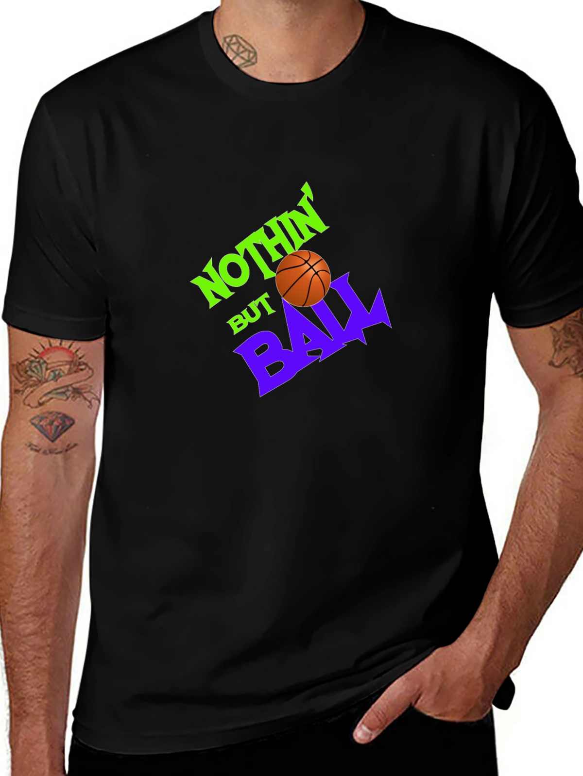 Nothin But Ball Graphic Tee - Black Basketball Shirt