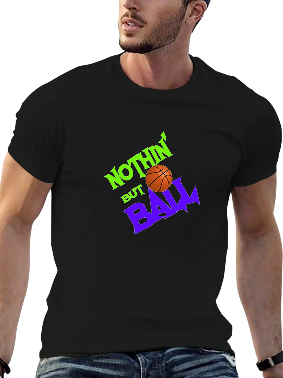Nothin But Ball Graphic Tee - Black Basketball Shirt